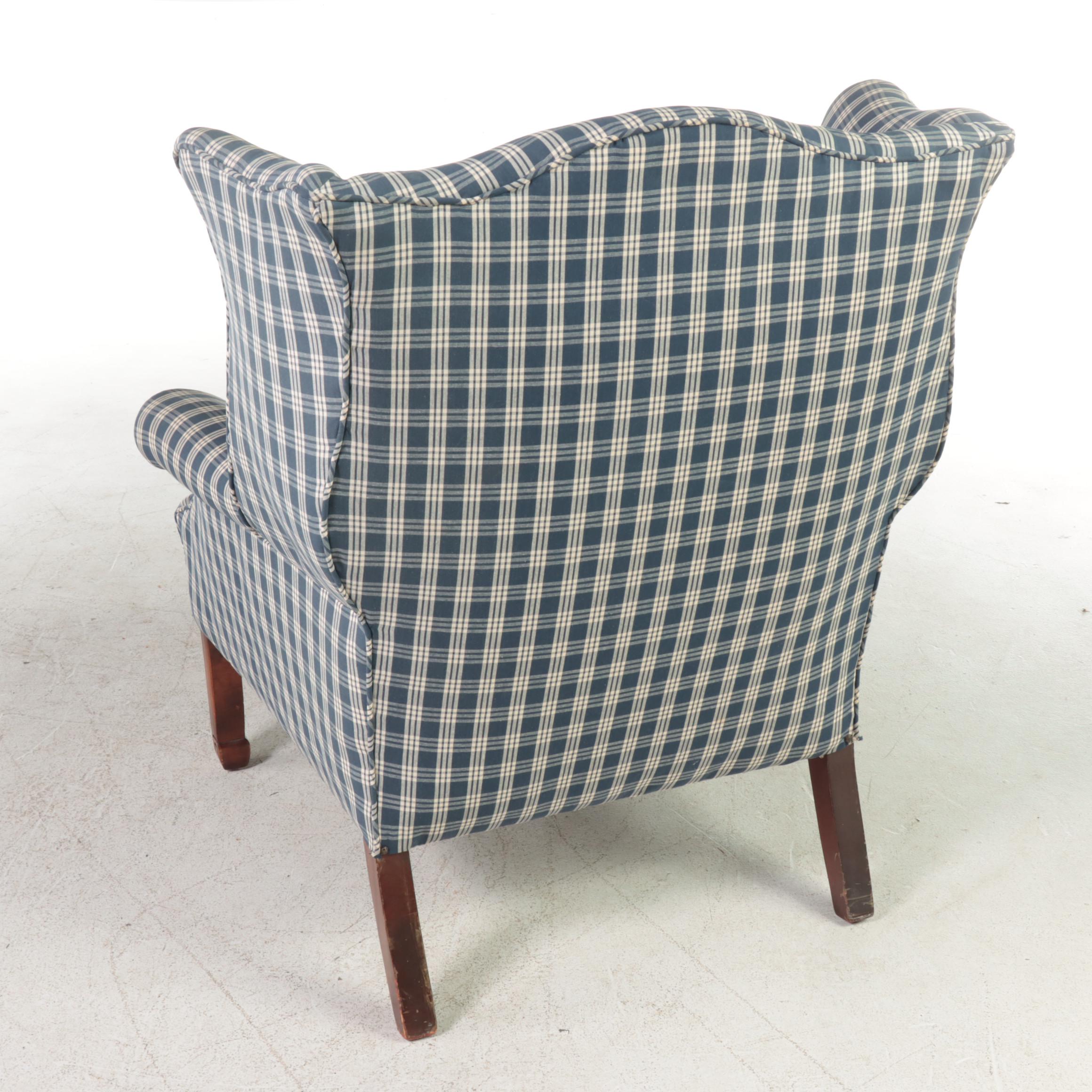 Franklin Furniture Co. Chippendale Style Custom-Upholstered Wingback Armchair