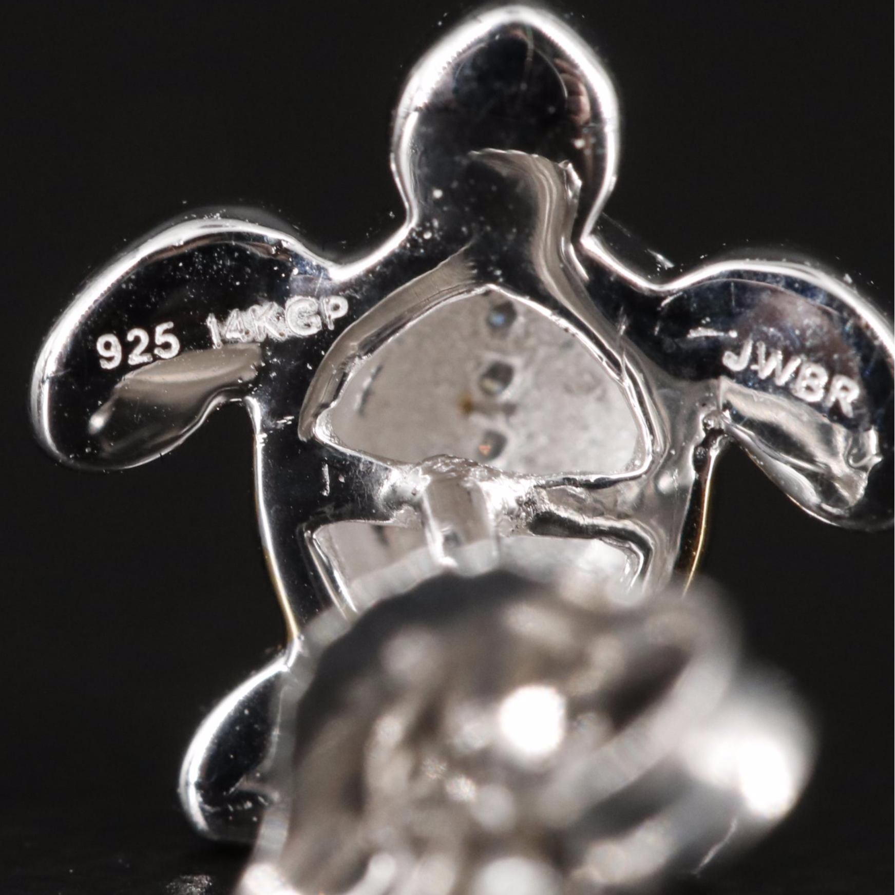 Sterling Diamond Turtle Stud Earrings