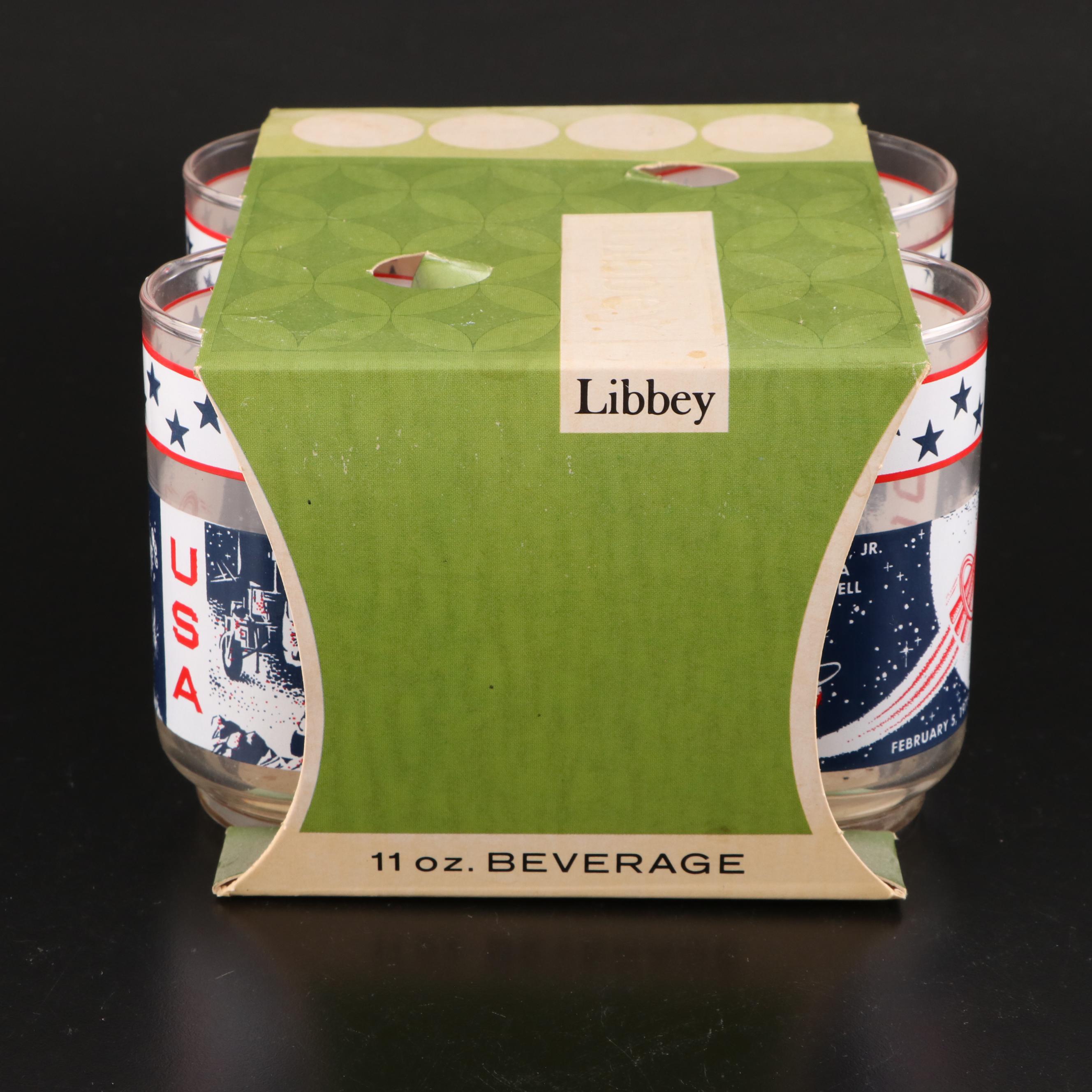 Libbey Apollo 11,13 and 14 Commemorative Glassware with NASA Postcards