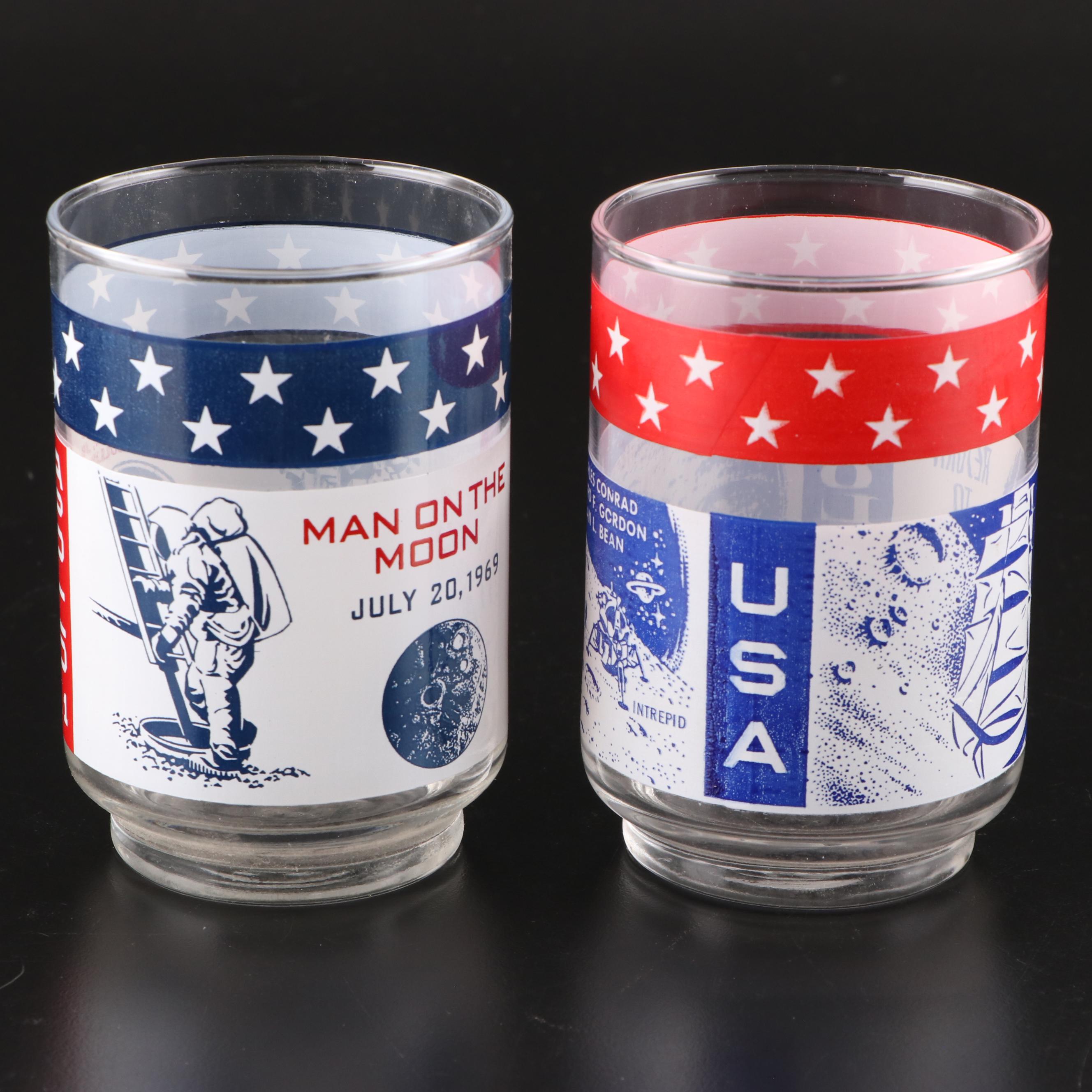 Libbey Apollo 11,13 and 14 Commemorative Glassware with NASA Postcards