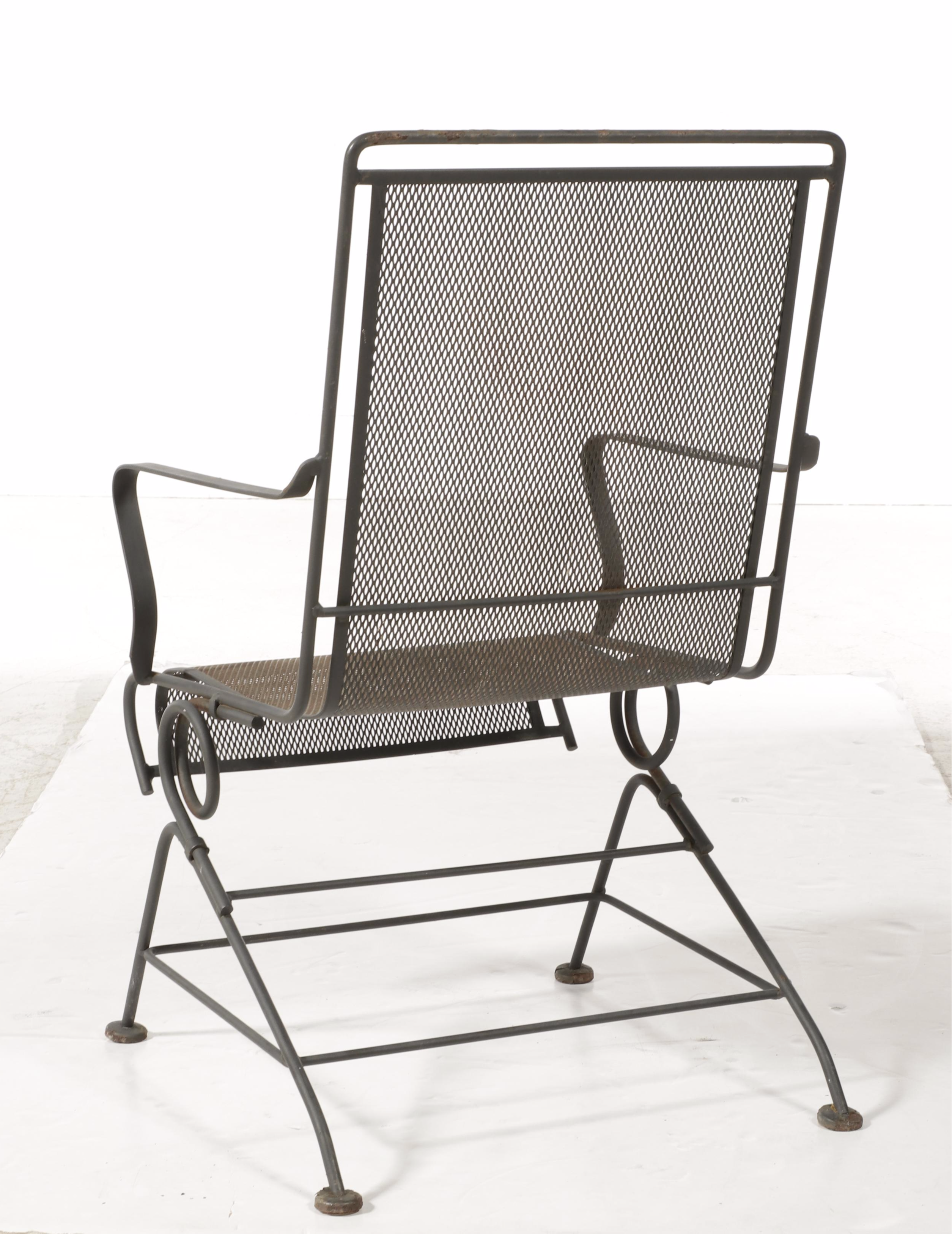 Four Woodard Wrought Iron Rocking Patio Chairs, Mid to Late 20th Century