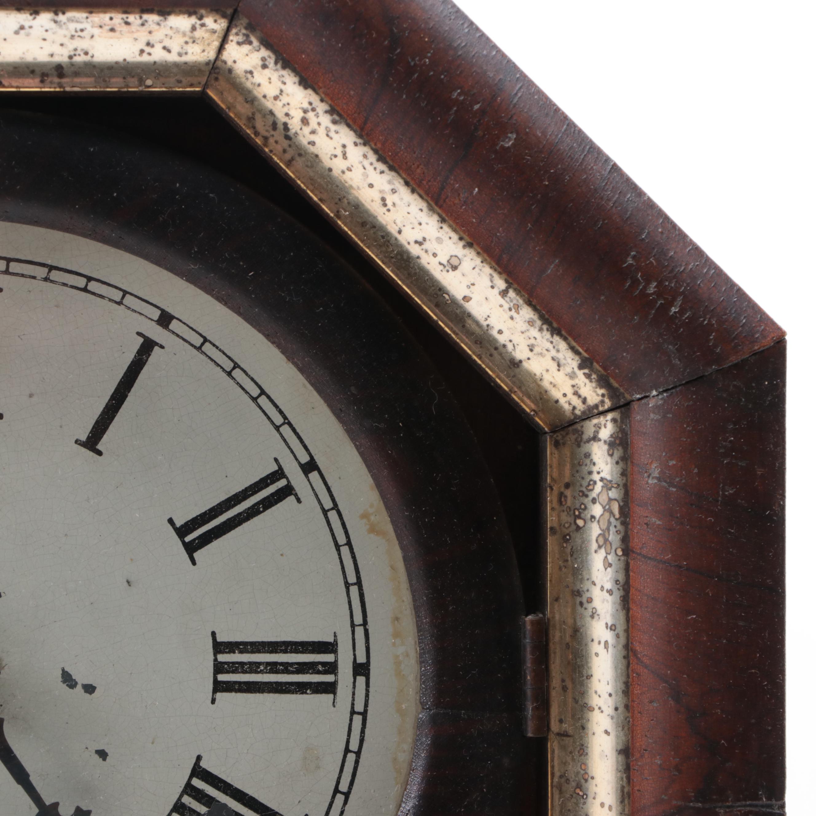 Waterbury Clock Company Wooden Reverse Painted Mantel Clock, Late 19th Century