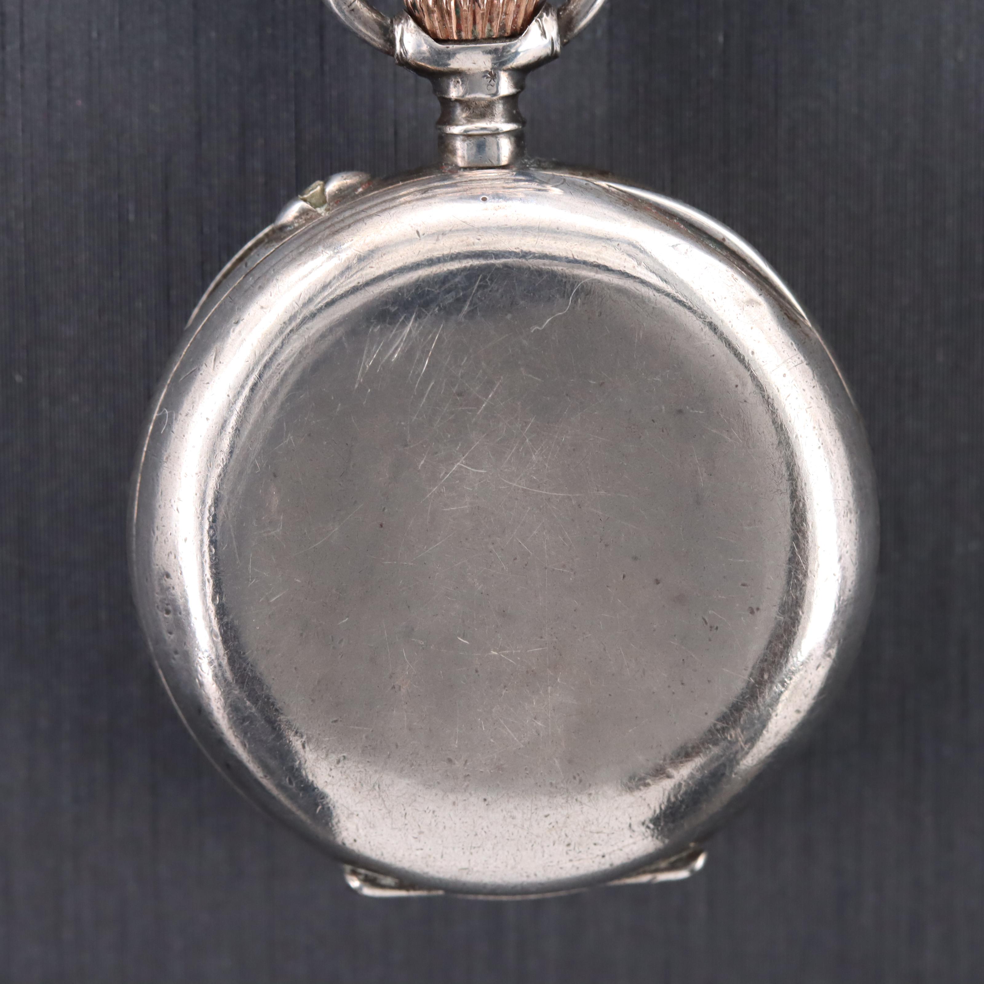 Sterling Silver Chatelaine with 935 Silver Swiss Pocket Watch