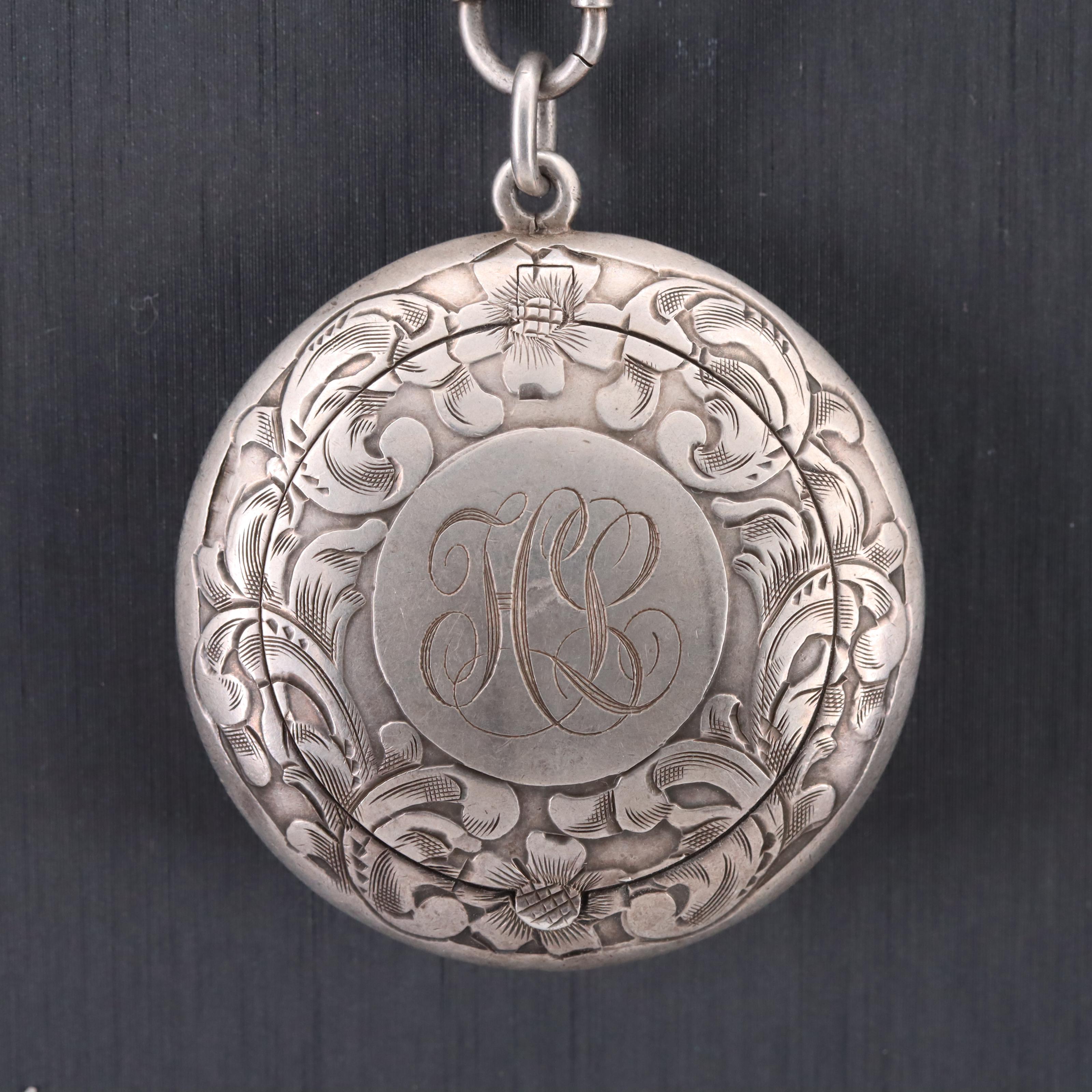 Sterling Silver Chatelaine with 935 Silver Swiss Pocket Watch