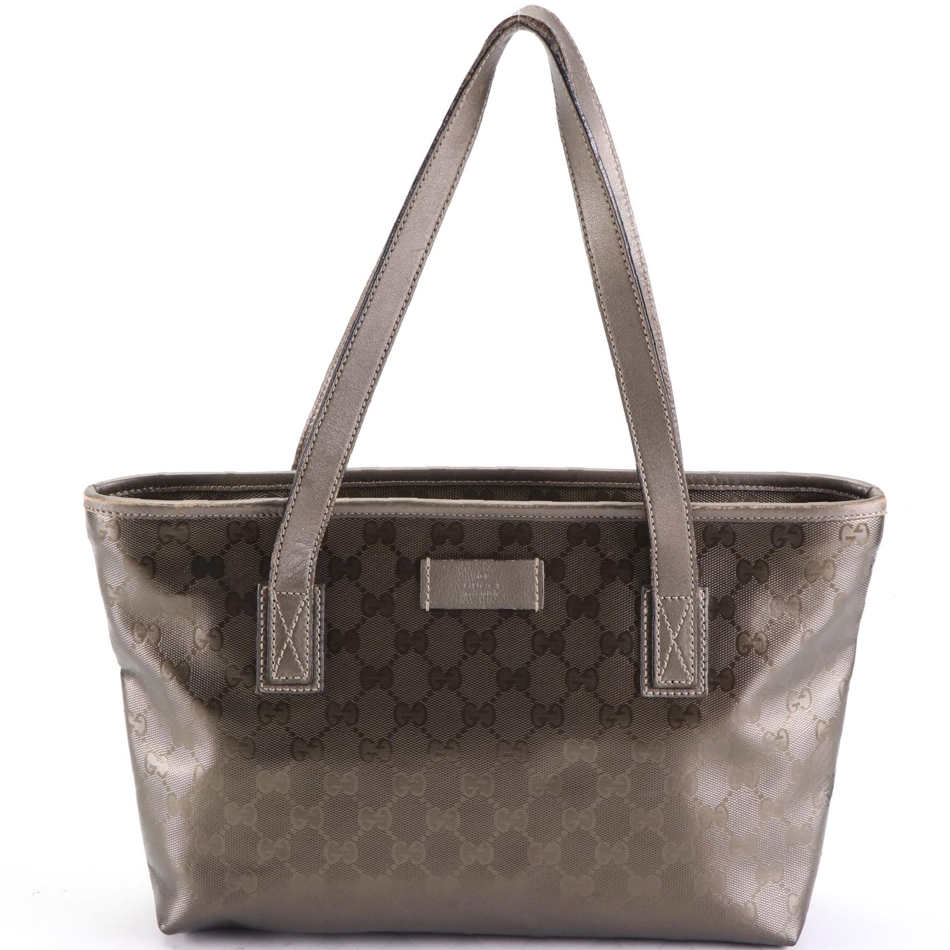 Gucci Joy Tote in GG Imprimé with Metallic Leather