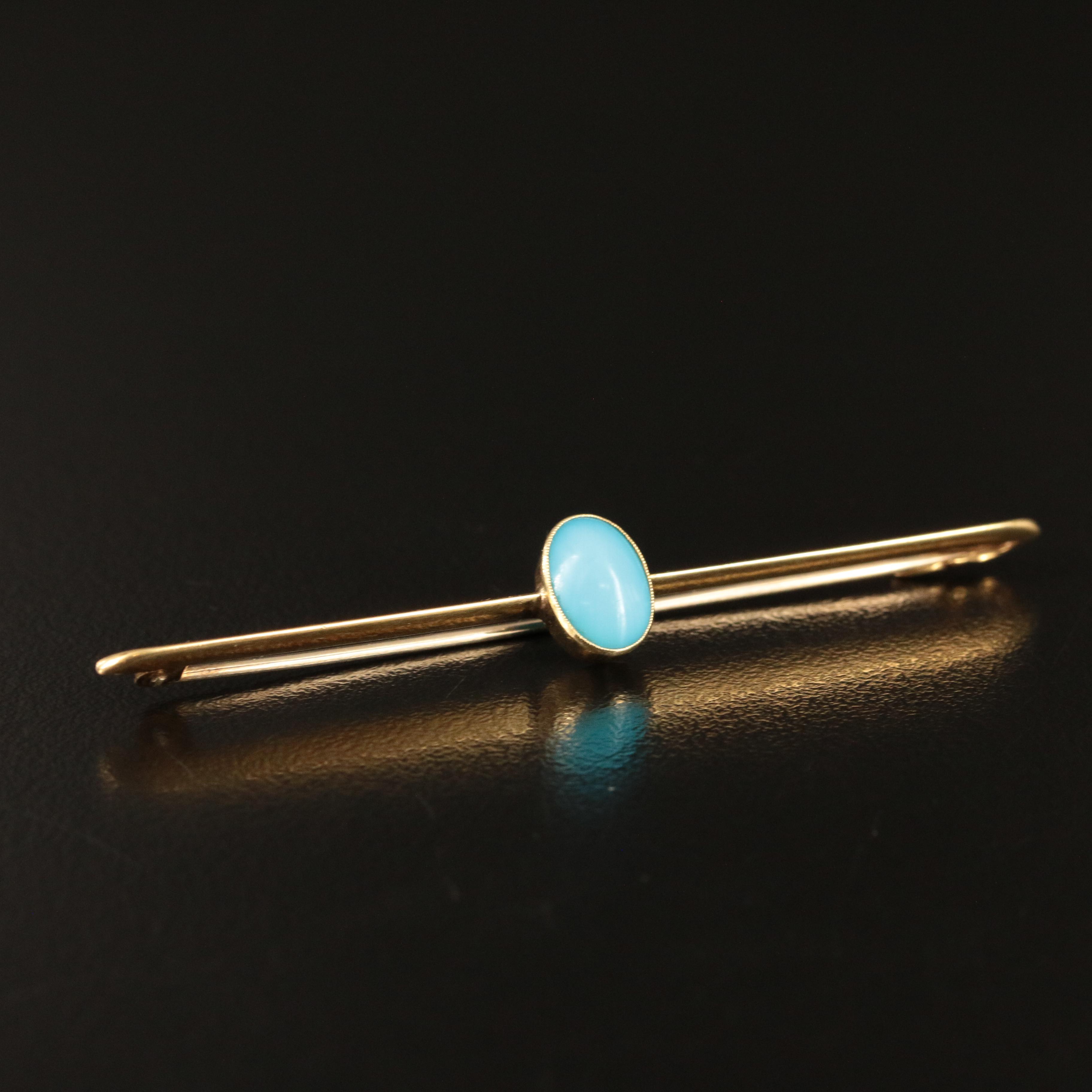 Antique 15K Turquoise Bar Pin