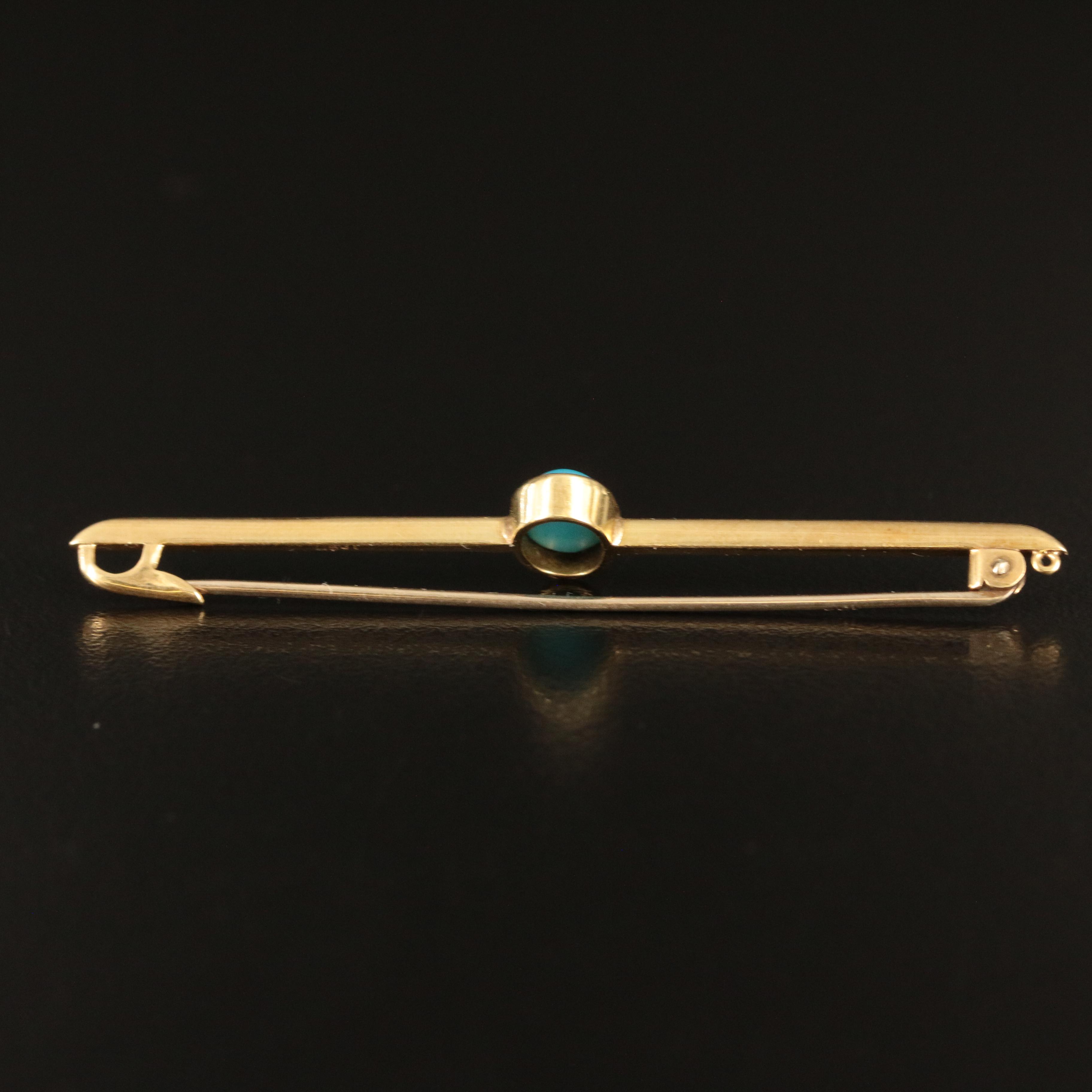 Antique 15K Turquoise Bar Pin