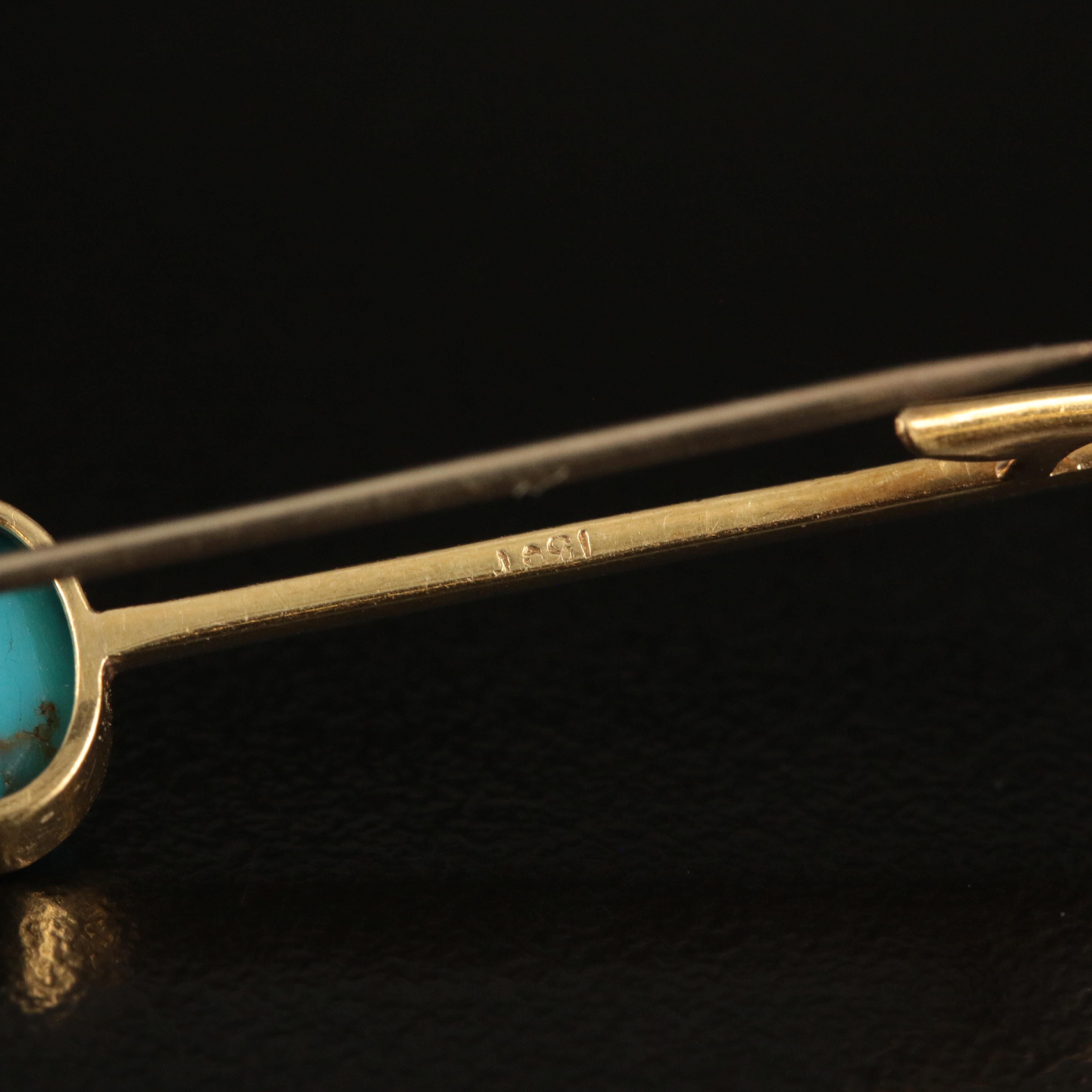 Antique 15K Turquoise Bar Pin