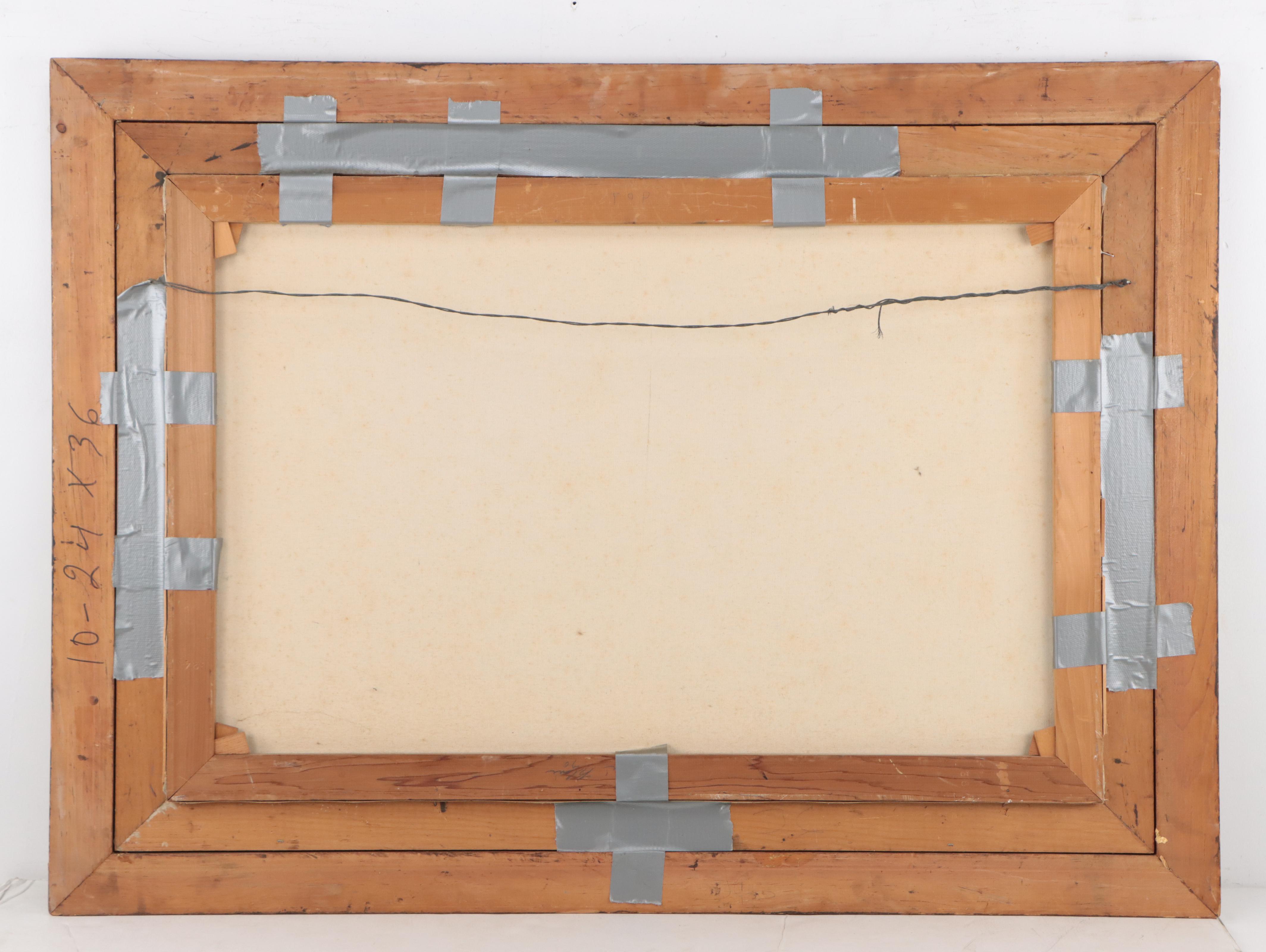 Oil Painting of Figure in Village Scene