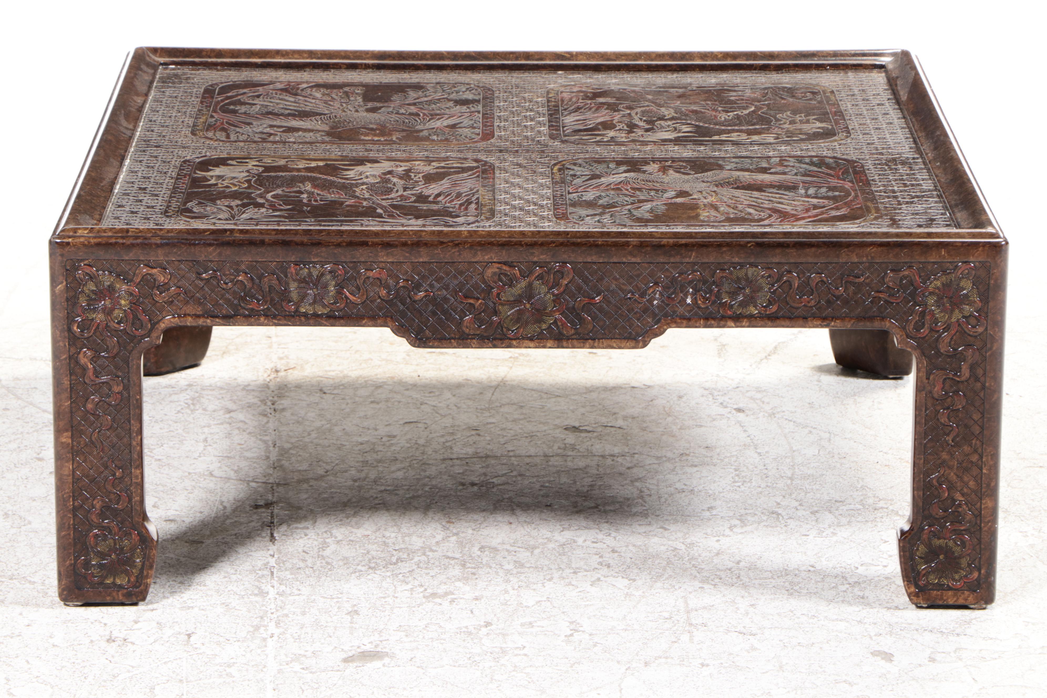 Mario Buatta for John Widdicomb Chinoiserie Coffee Table, 1970s