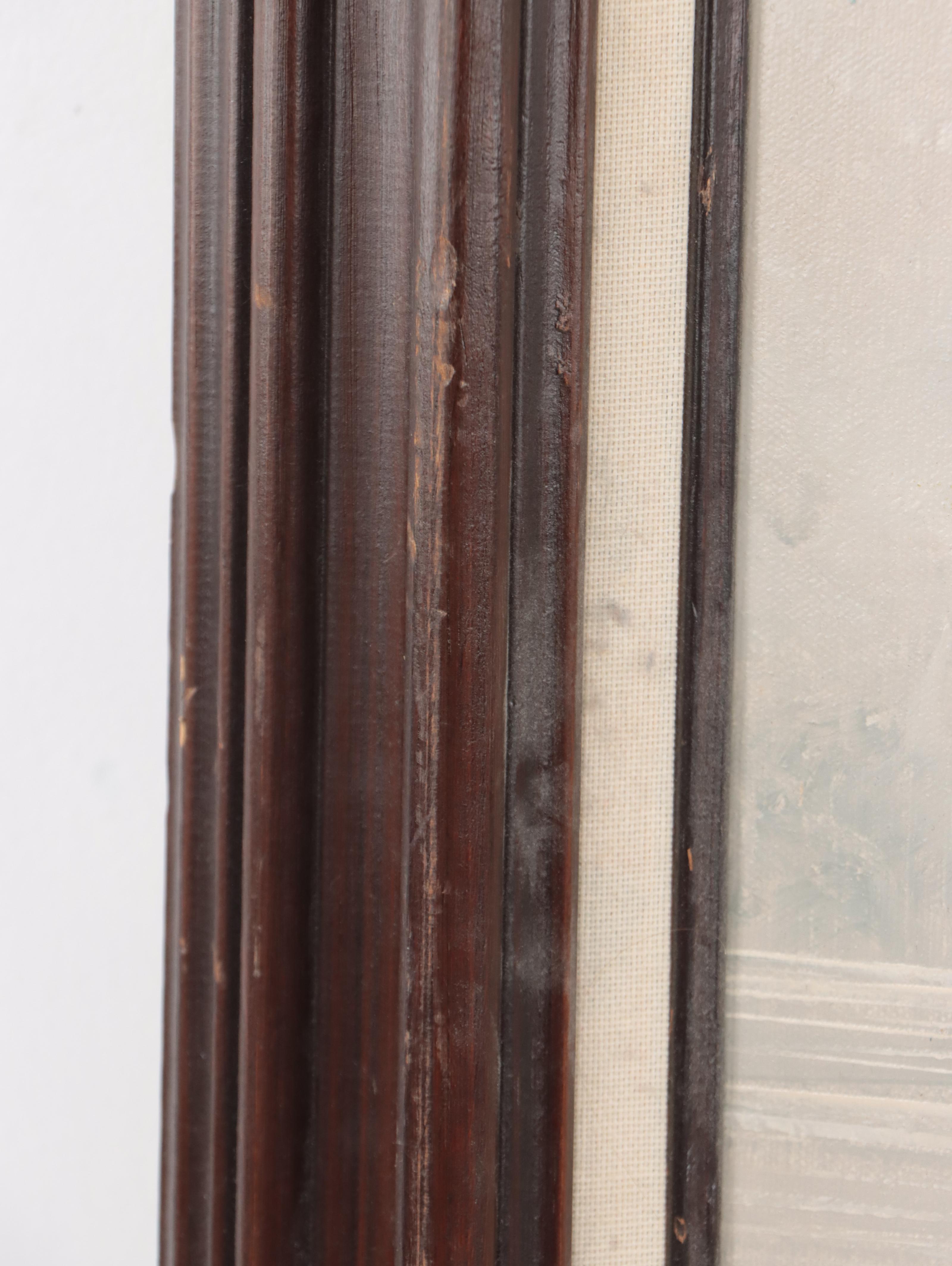 Oil Painting of Boat in Harbor Scene