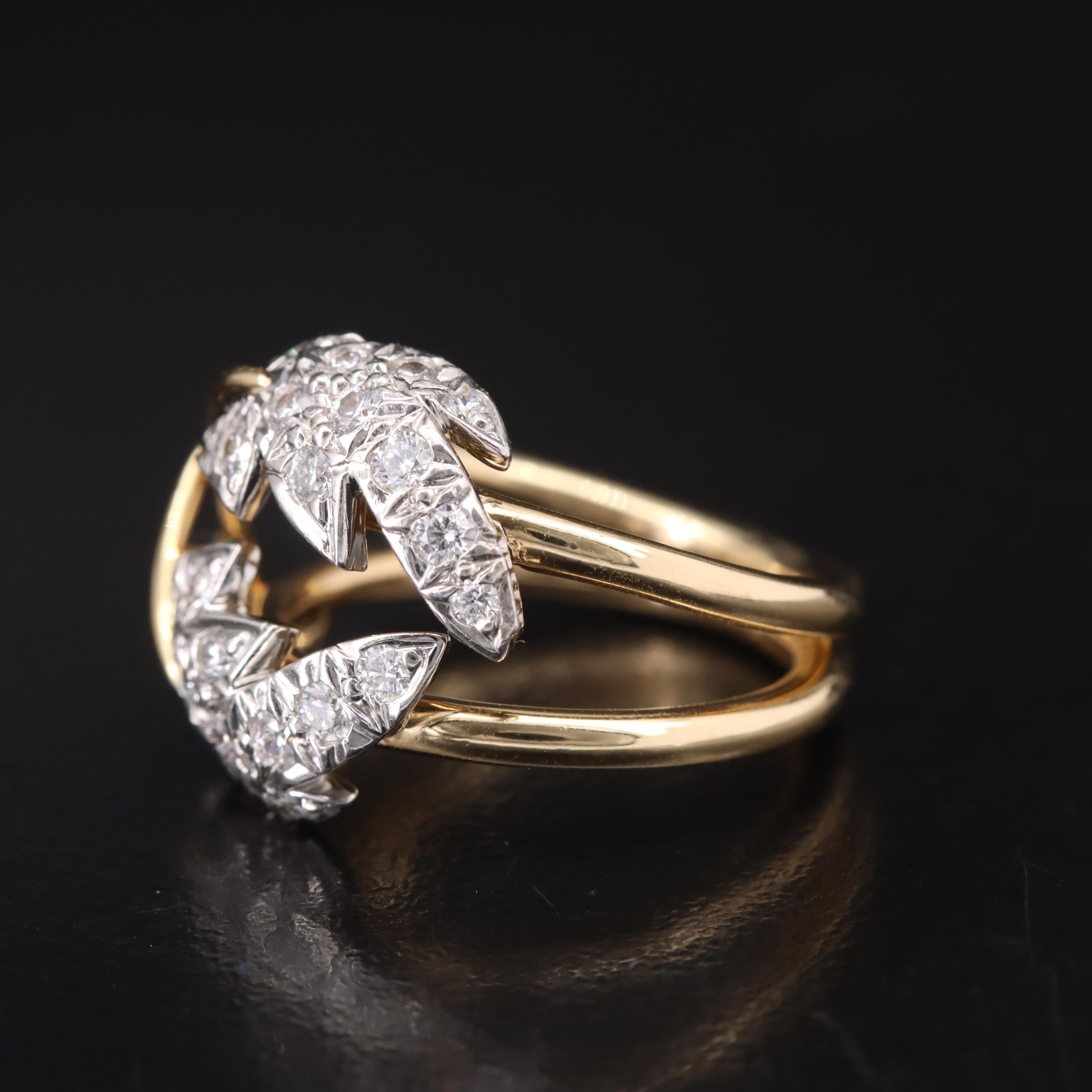 Schlumberger Tiffany & Co "Two Leaves" 18K Platinum and 0.58 CTW Diamond Ring