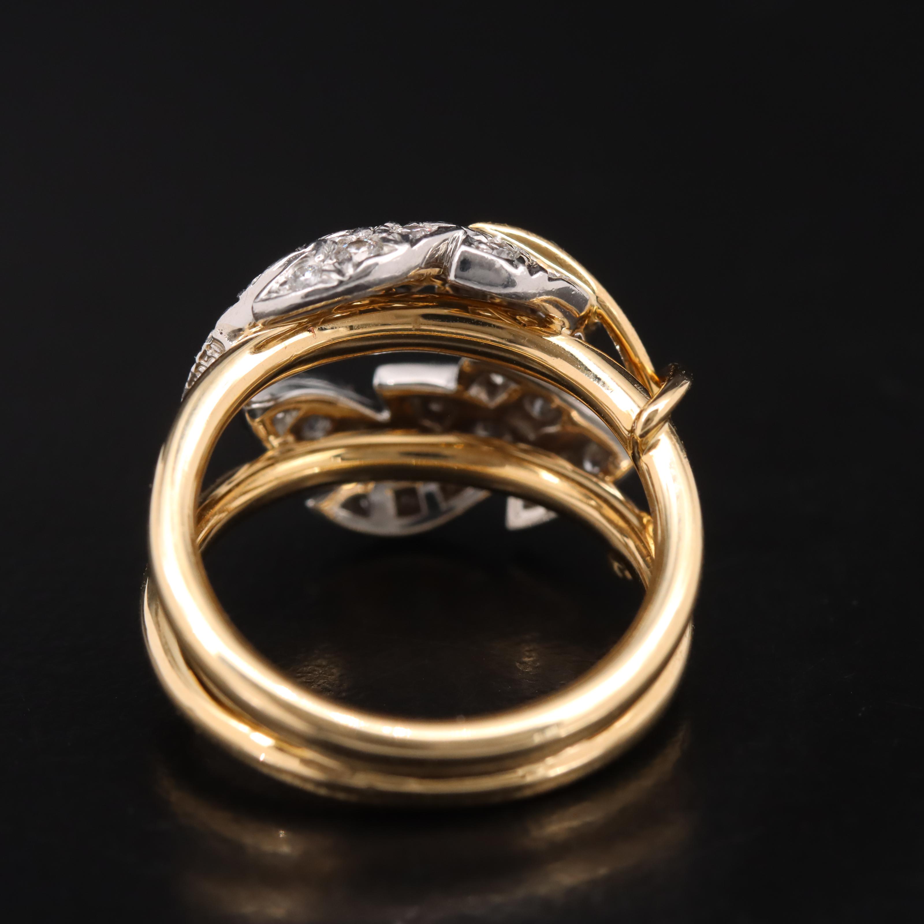 Schlumberger Tiffany & Co "Two Leaves" 18K Platinum and 0.58 CTW Diamond Ring