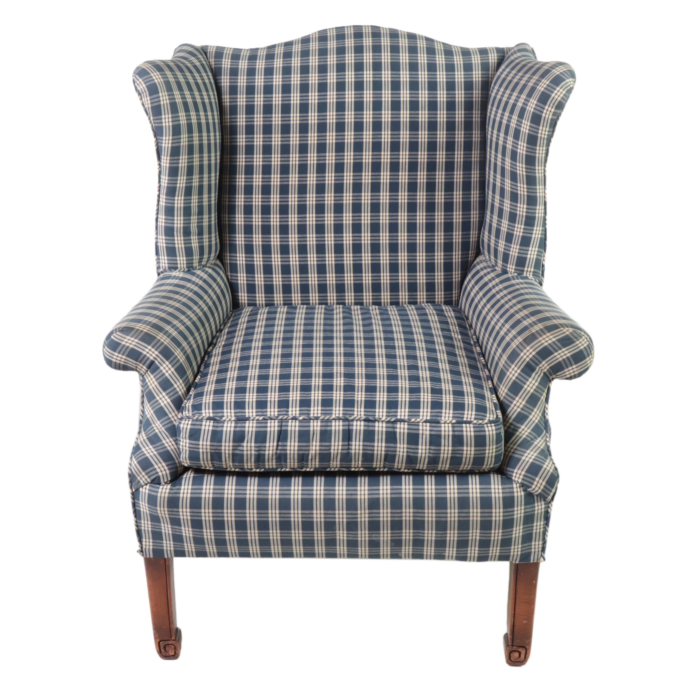 Franklin Furniture Co. Chippendale Style Custom-Upholstered Wingback Armchair