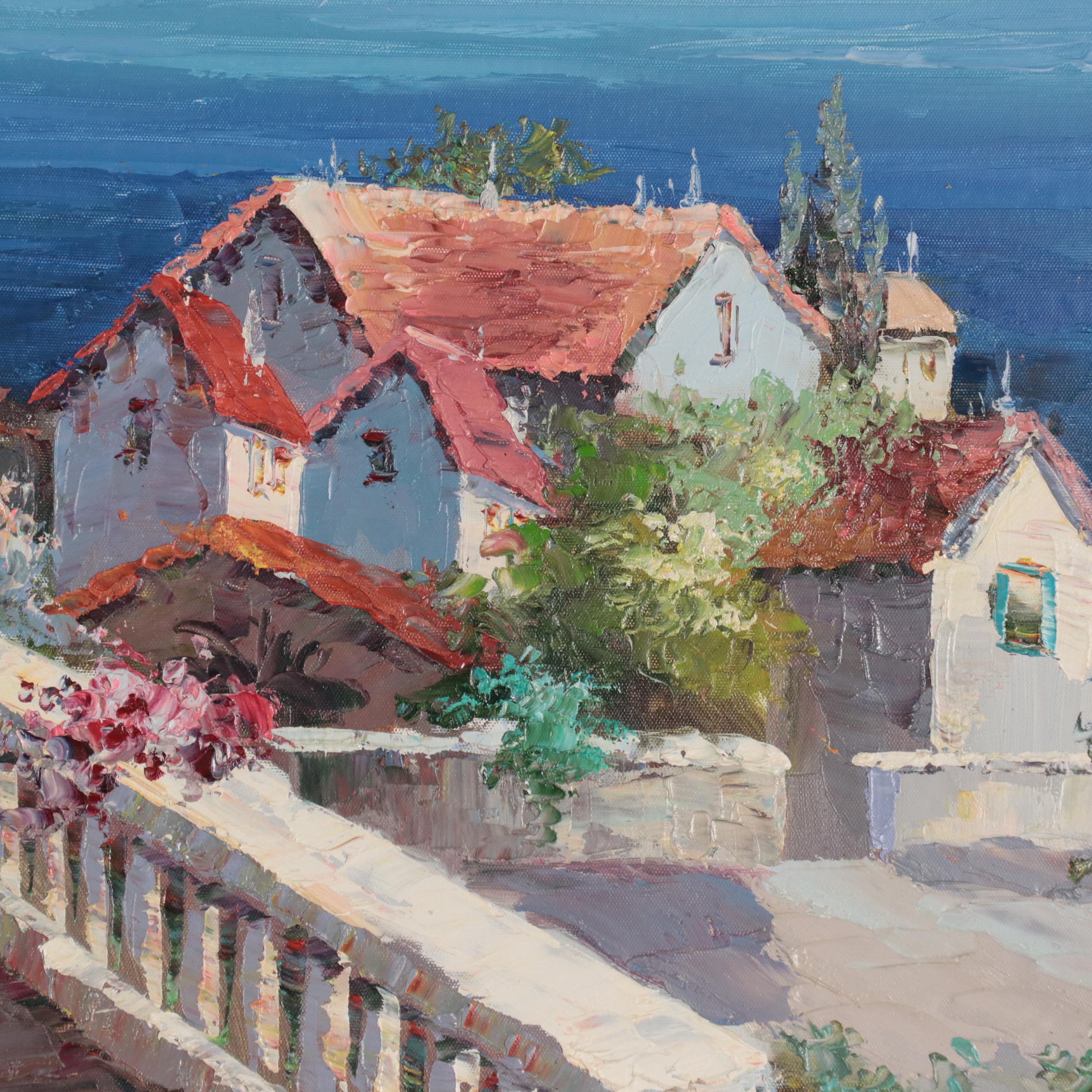 Mediterranean Seascape Oil Painting, 21st Century