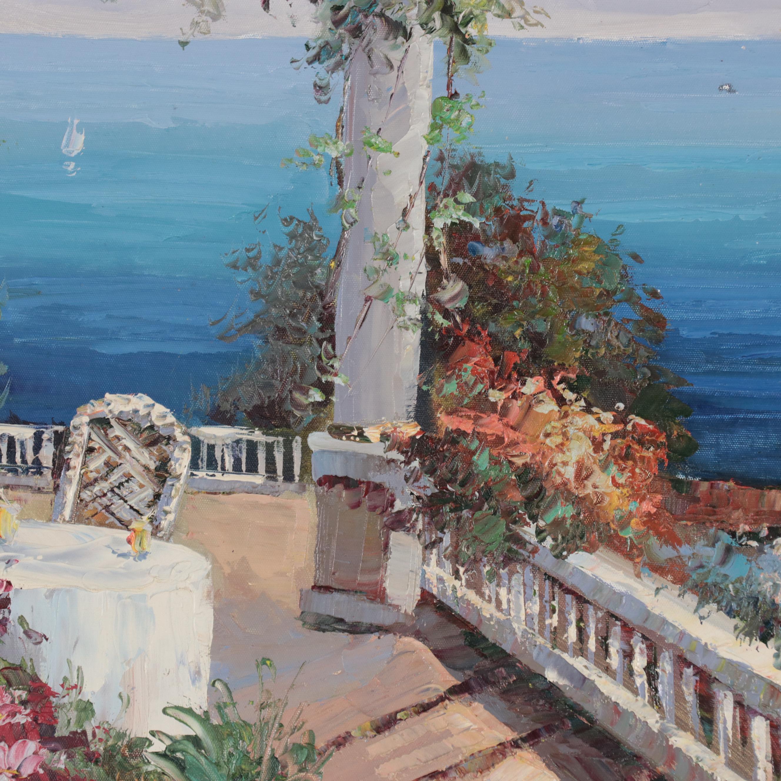 Mediterranean Seascape Oil Painting, 21st Century