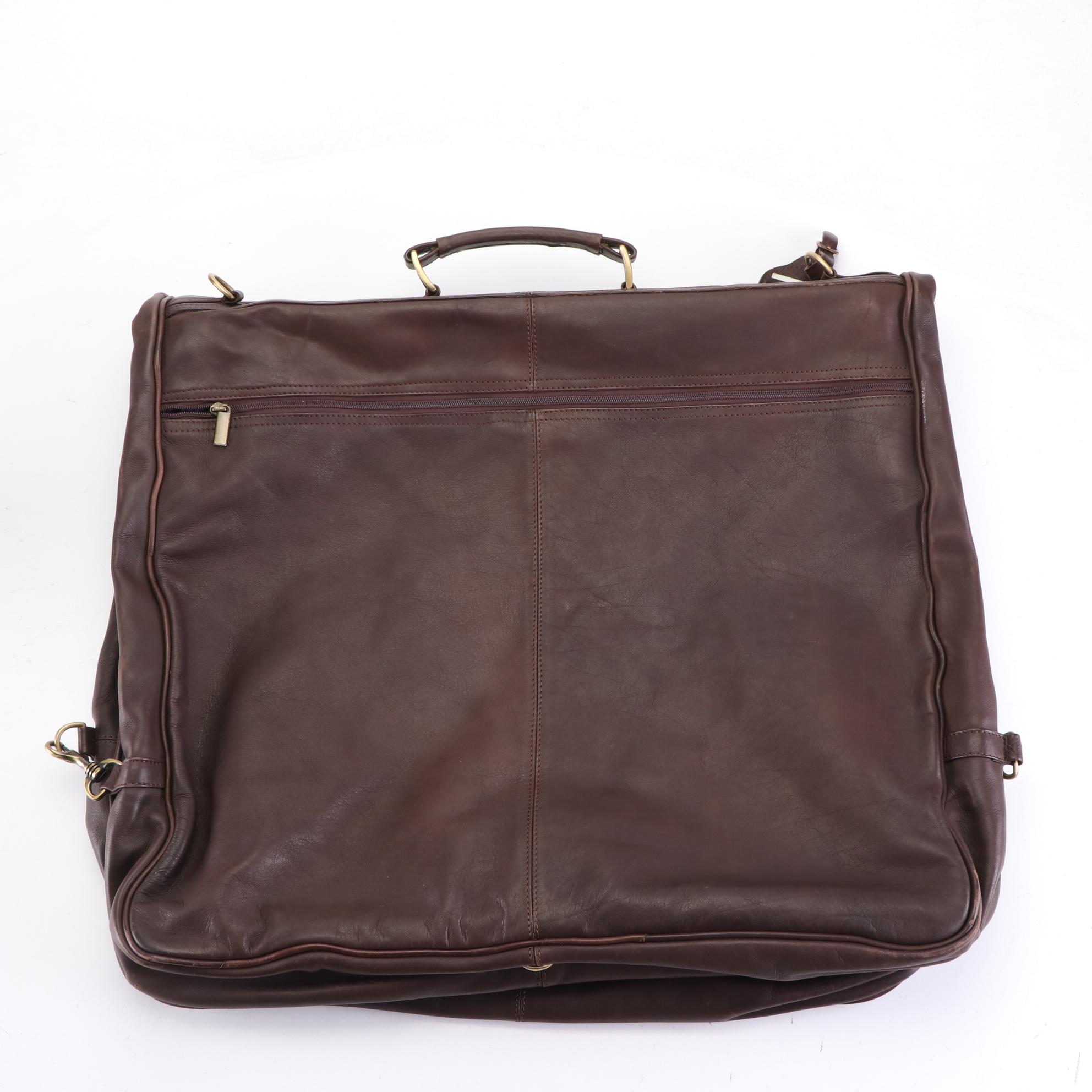 Avenues America Brown Leather Garment Bag with Crossbody Strap