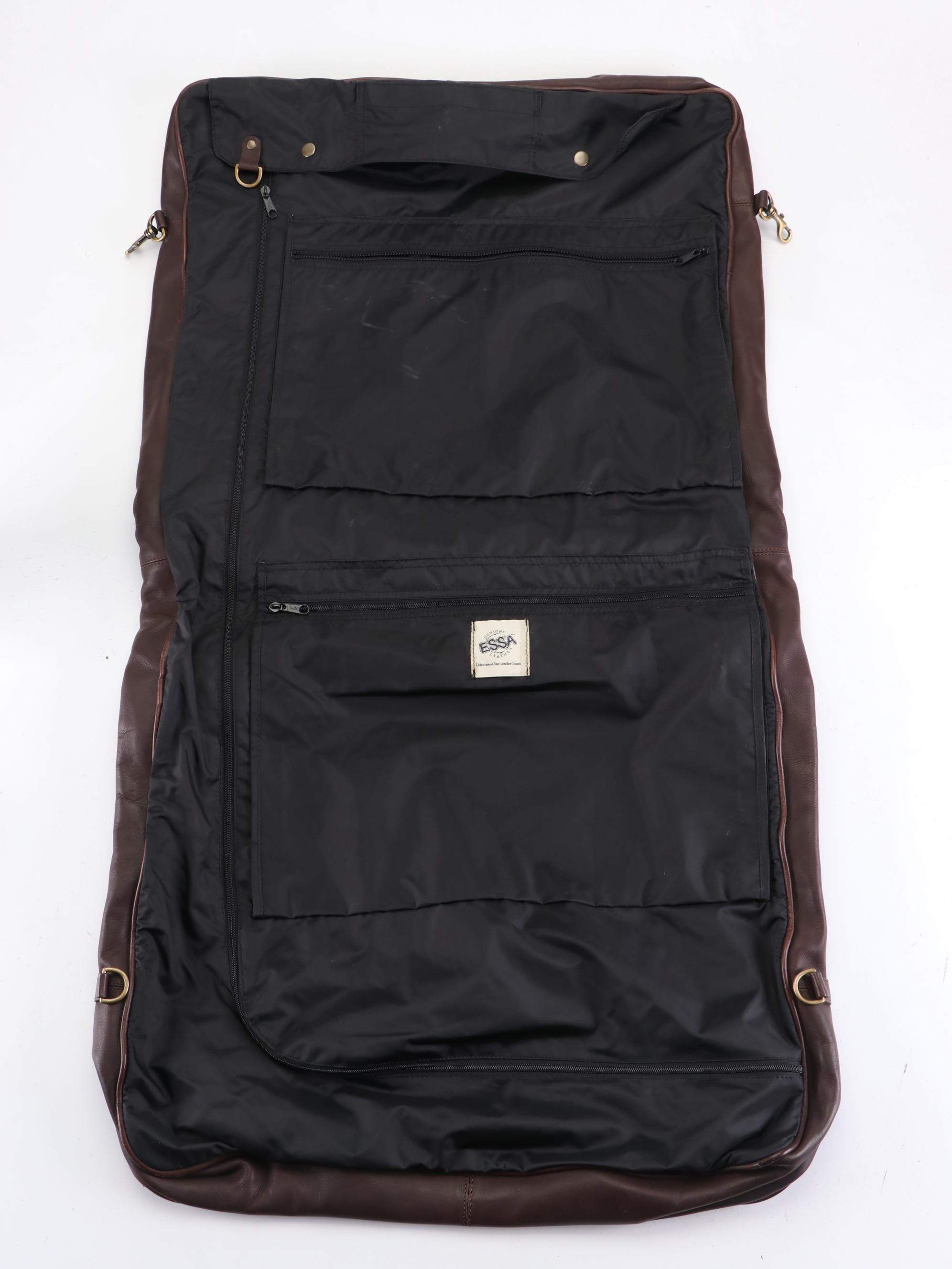 Avenues America Brown Leather Garment Bag with Crossbody Strap