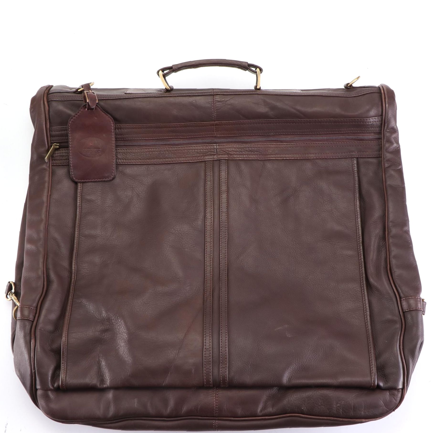 Avenues America Brown Leather Garment Bag with Crossbody Strap