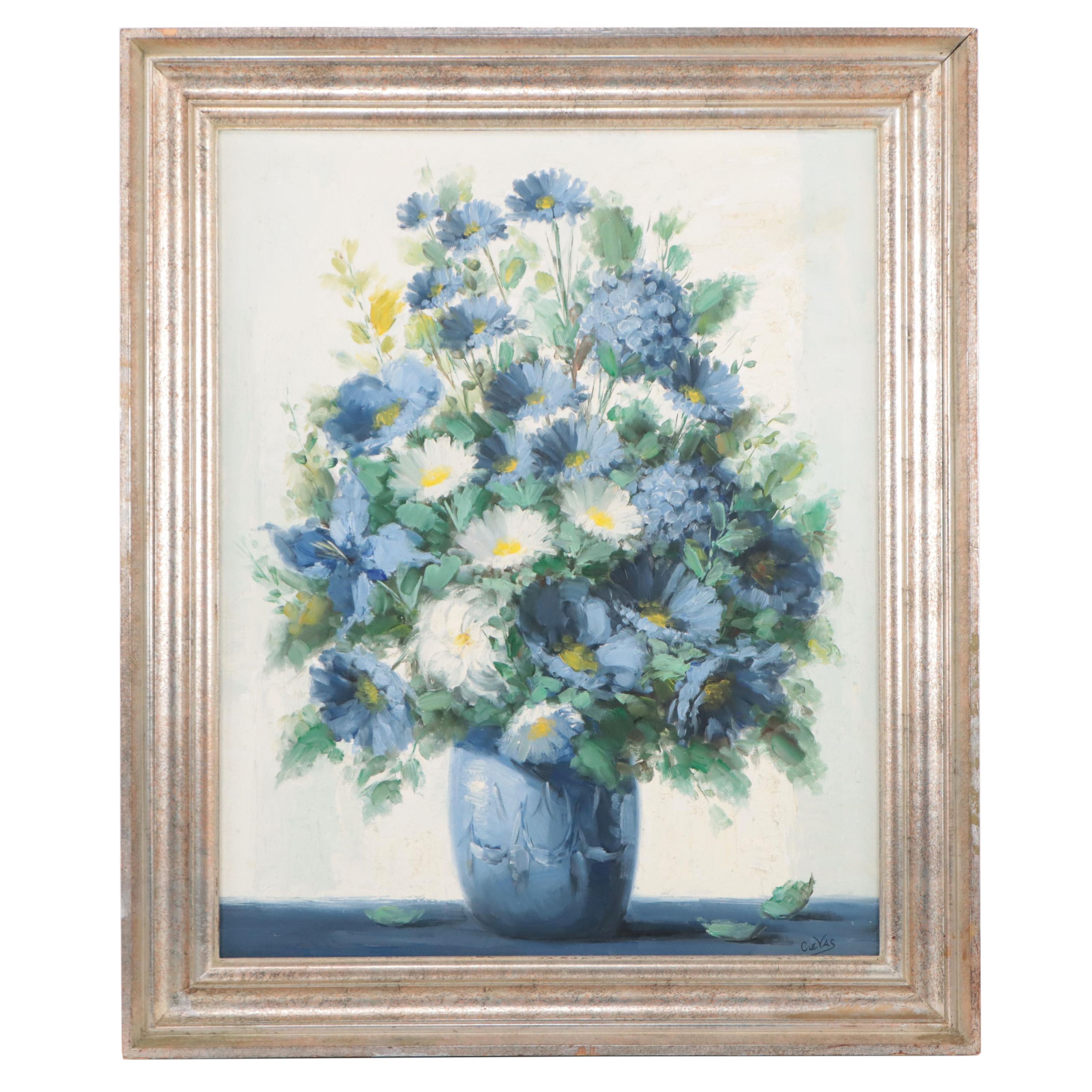 L. Cuevas Floral Still Life Oil Painting