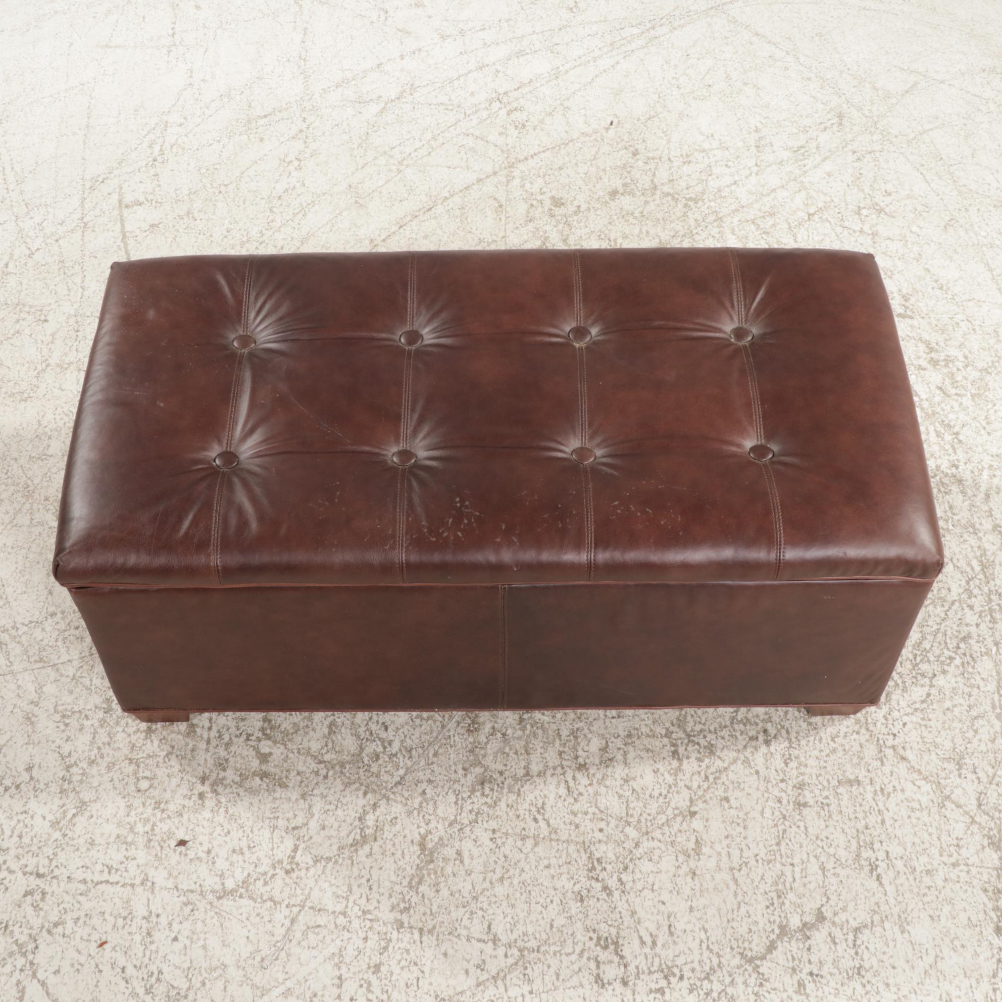 Temple Leather Upholstered Storage Trunk / Bench