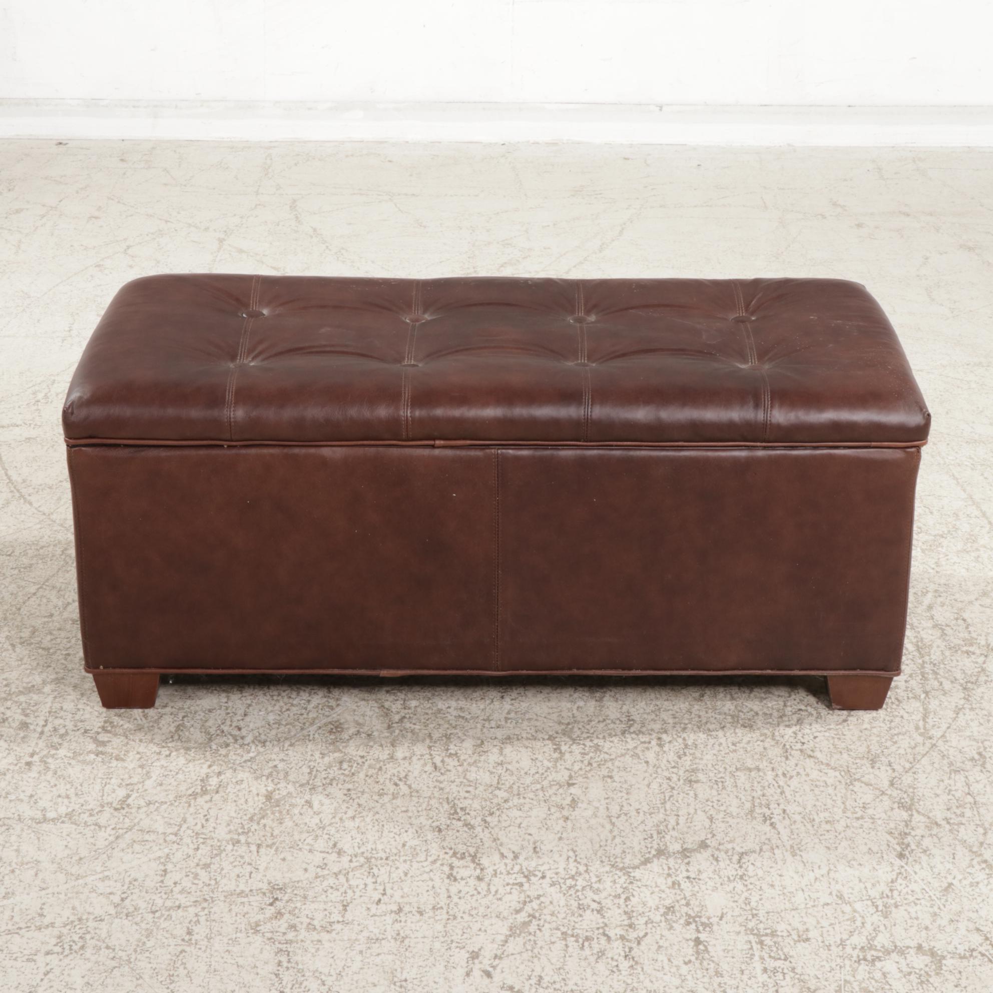 Temple Leather Upholstered Storage Trunk / Bench