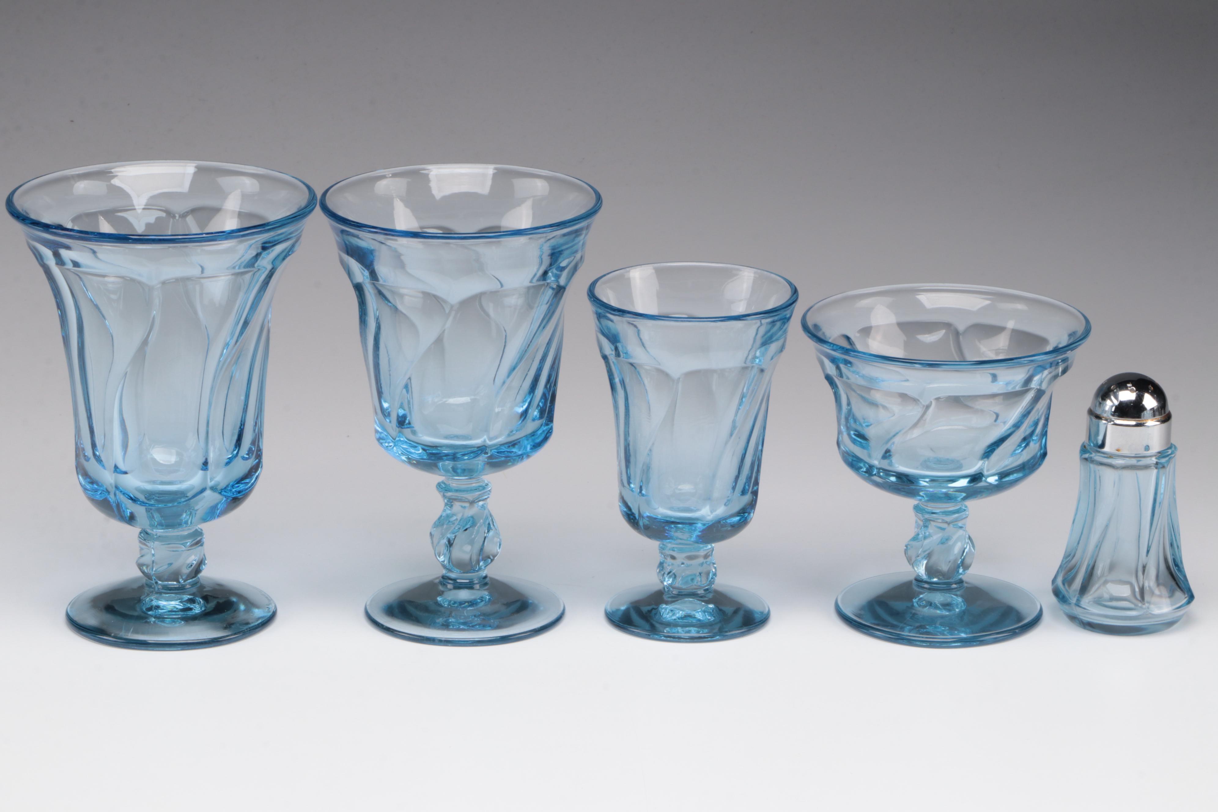 Fostoria "Jamestown Blue" Stemware and Shakers, 1958-1982