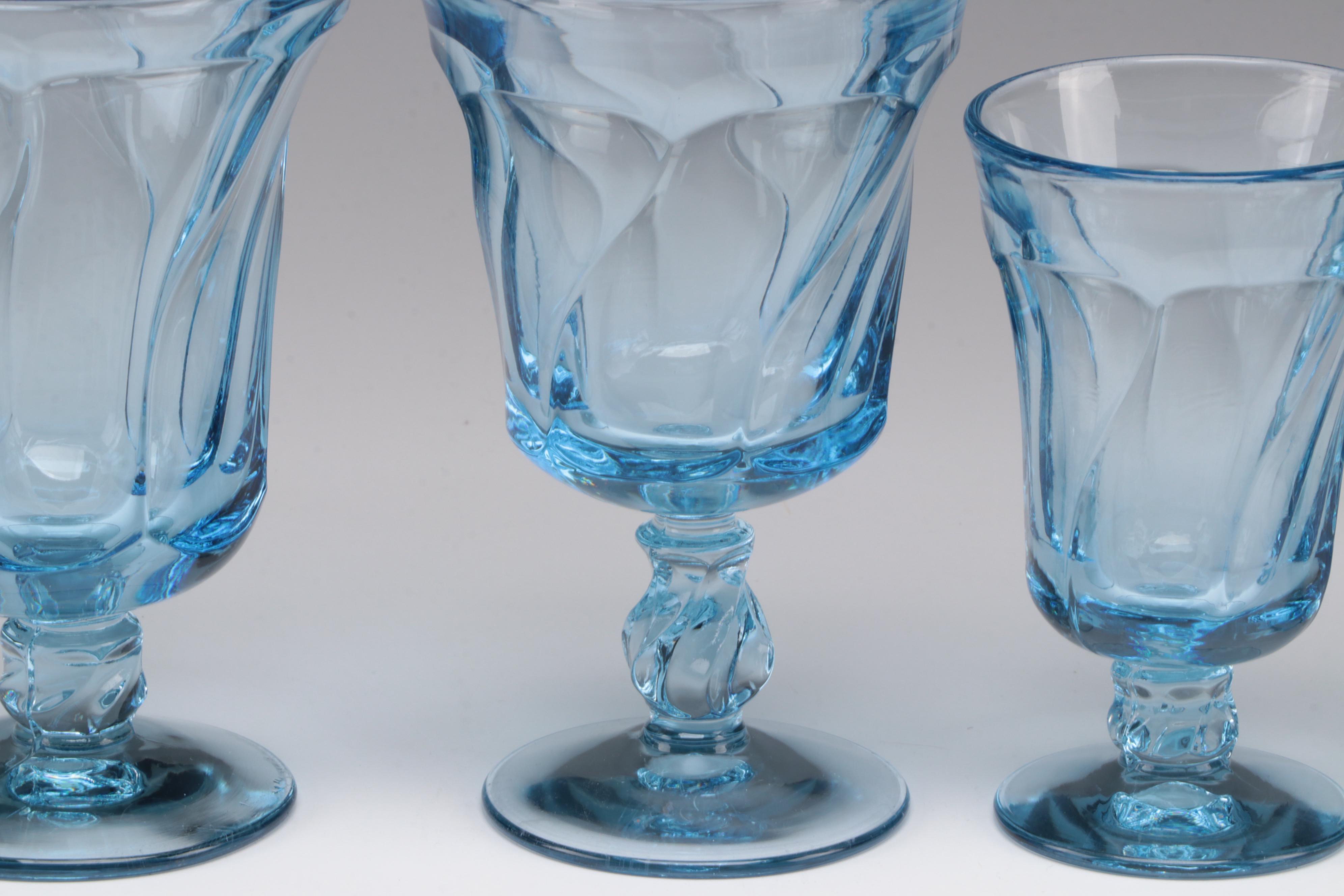 Fostoria "Jamestown Blue" Stemware and Shakers, 1958-1982