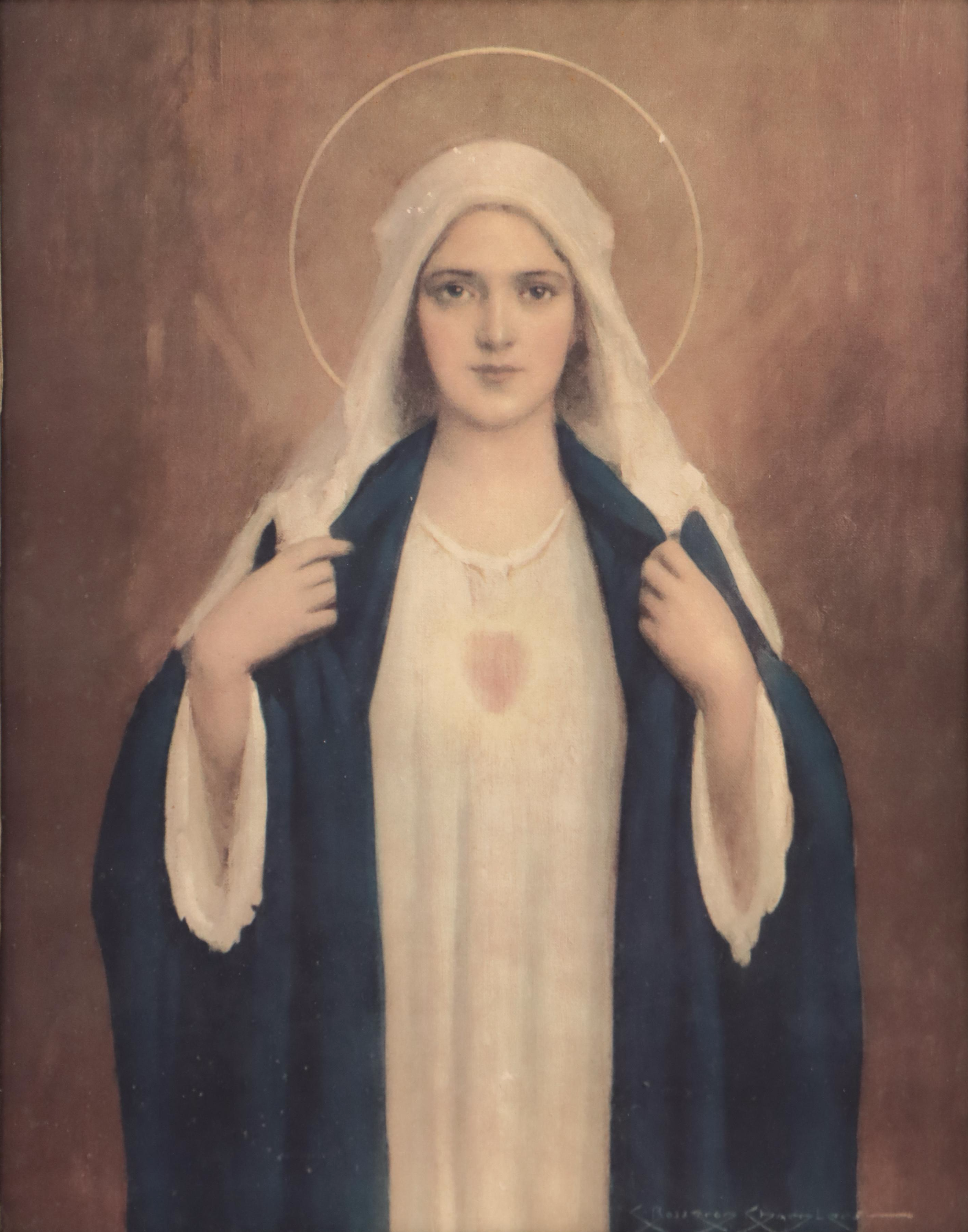 Offset Lithograph After Charles Edward Chambers "Immaculate Heart of Mary"