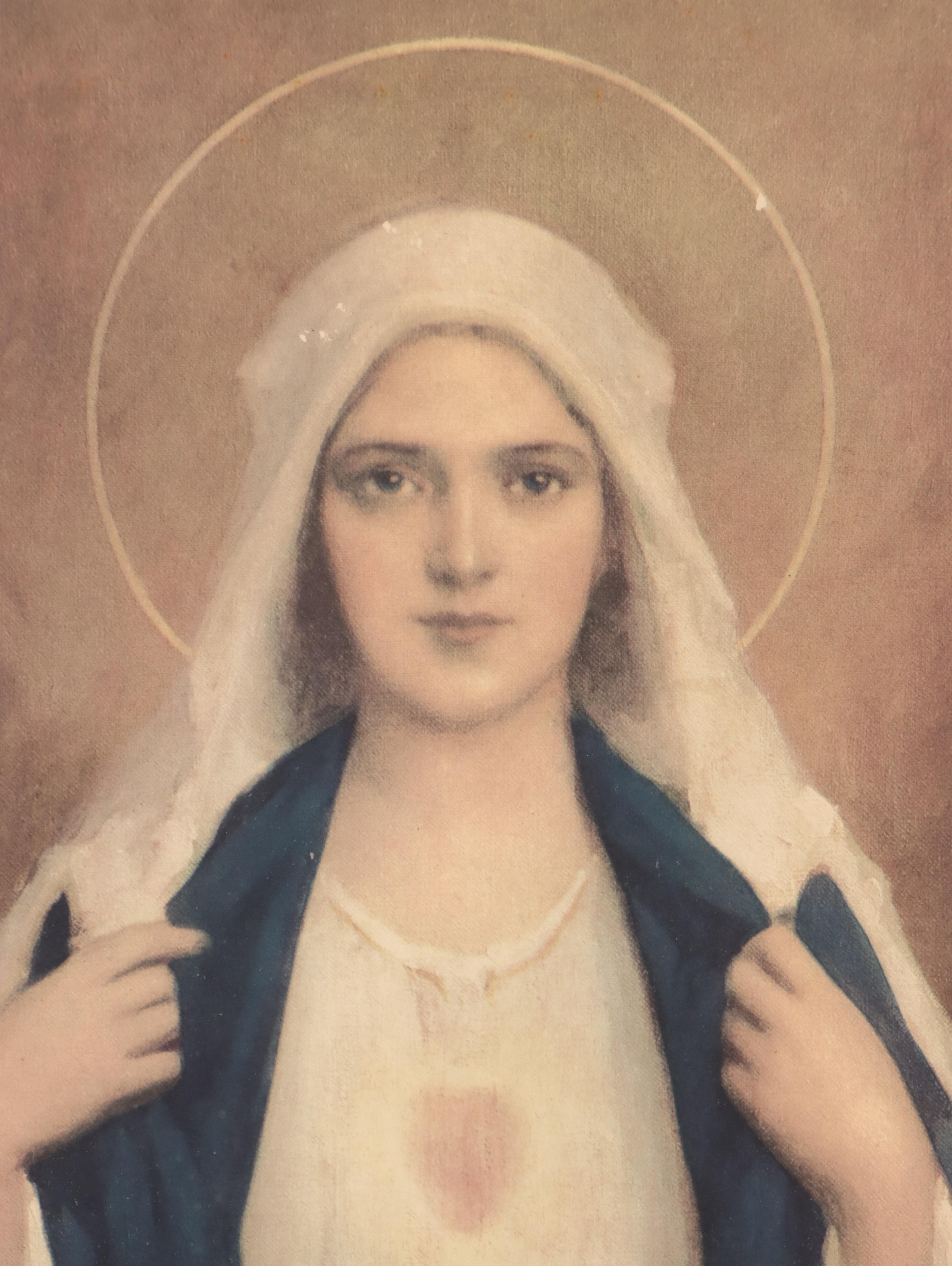 Offset Lithograph After Charles Edward Chambers "Immaculate Heart of Mary"