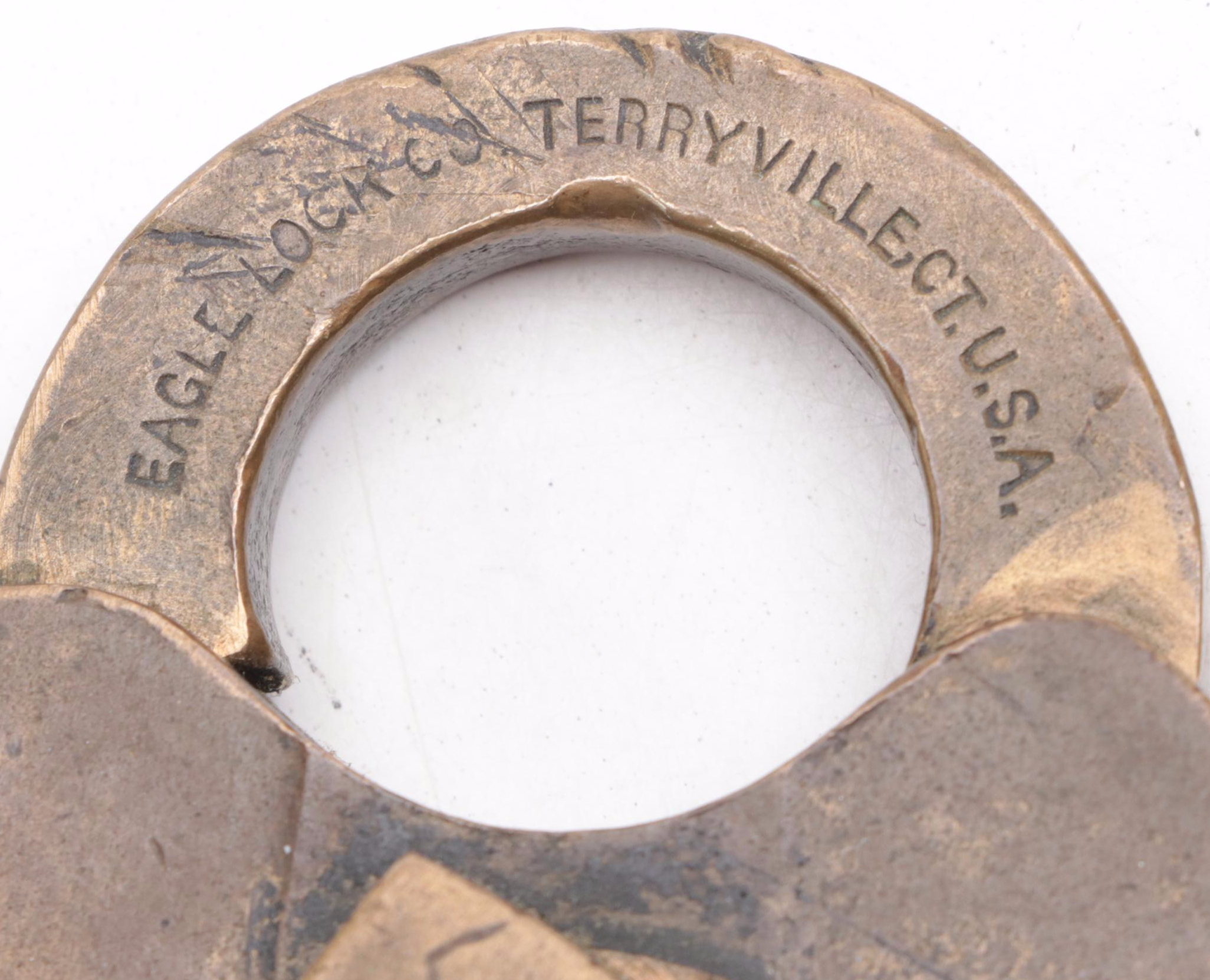 Eagle Lock Company Brass Railroad Padlock and Key Set