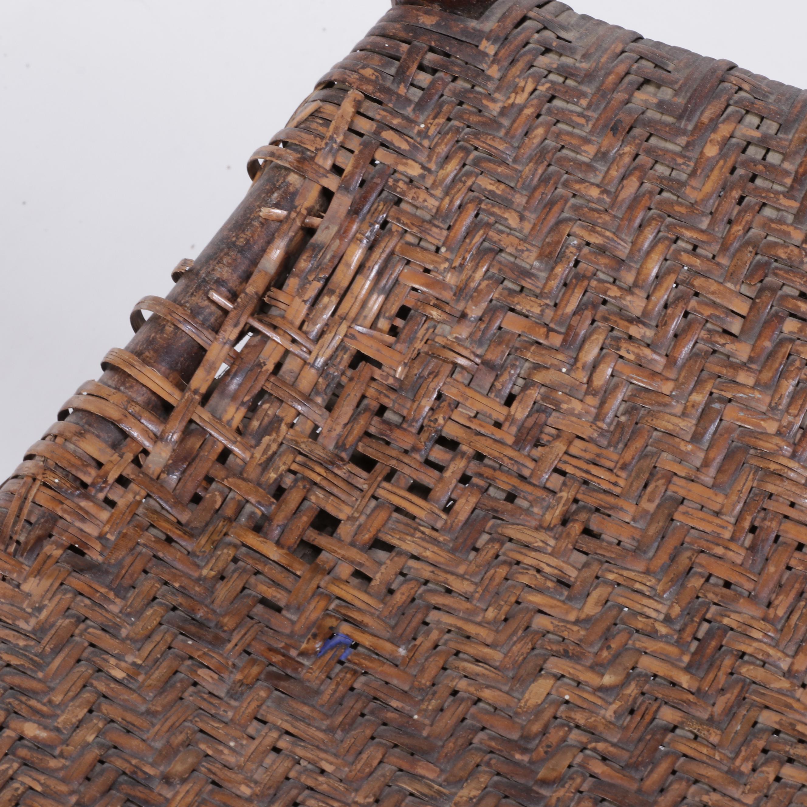 Primitive Wood and Splint-Woven Seat Ladder-Back Chair