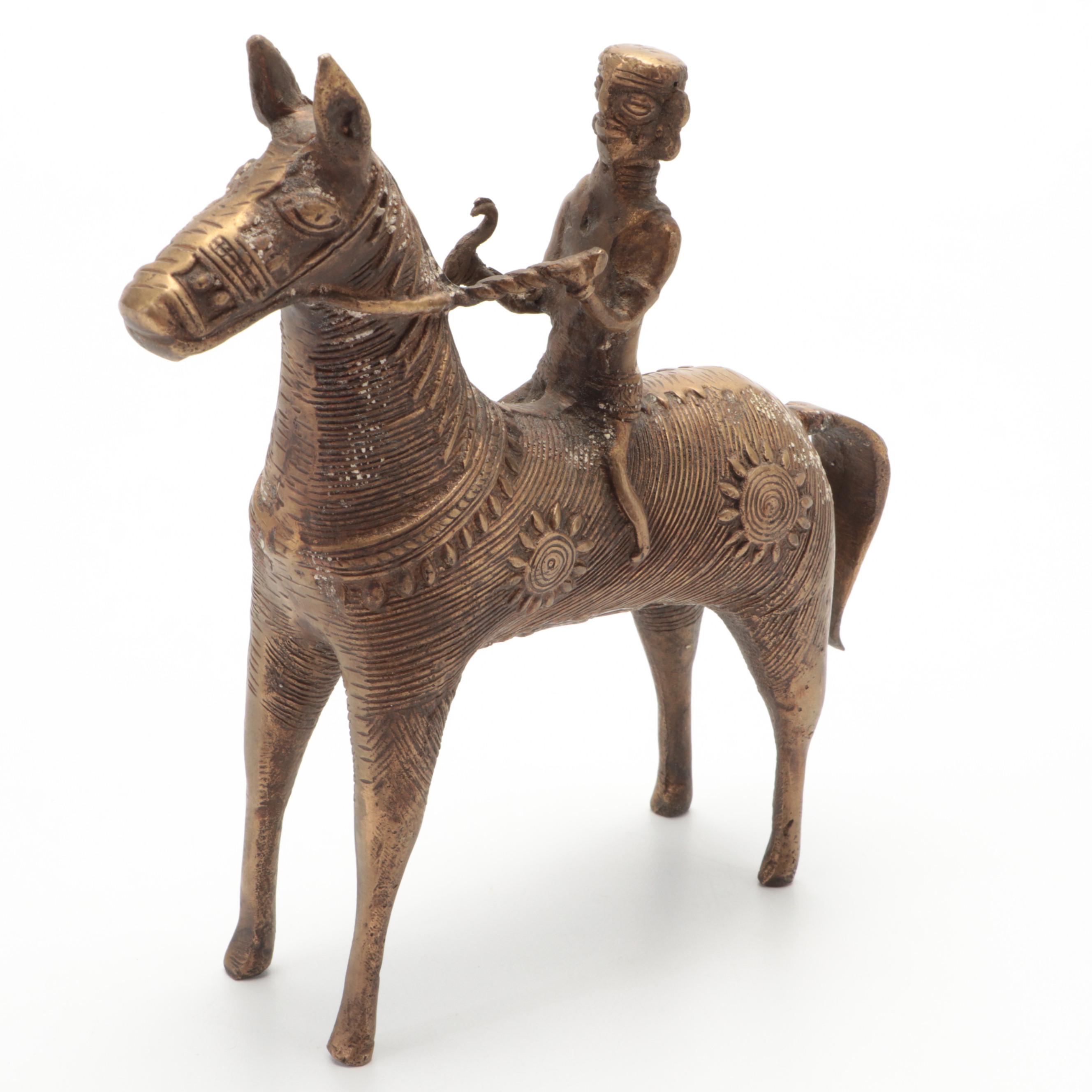 Dhokra Style Horse with Rider Figure