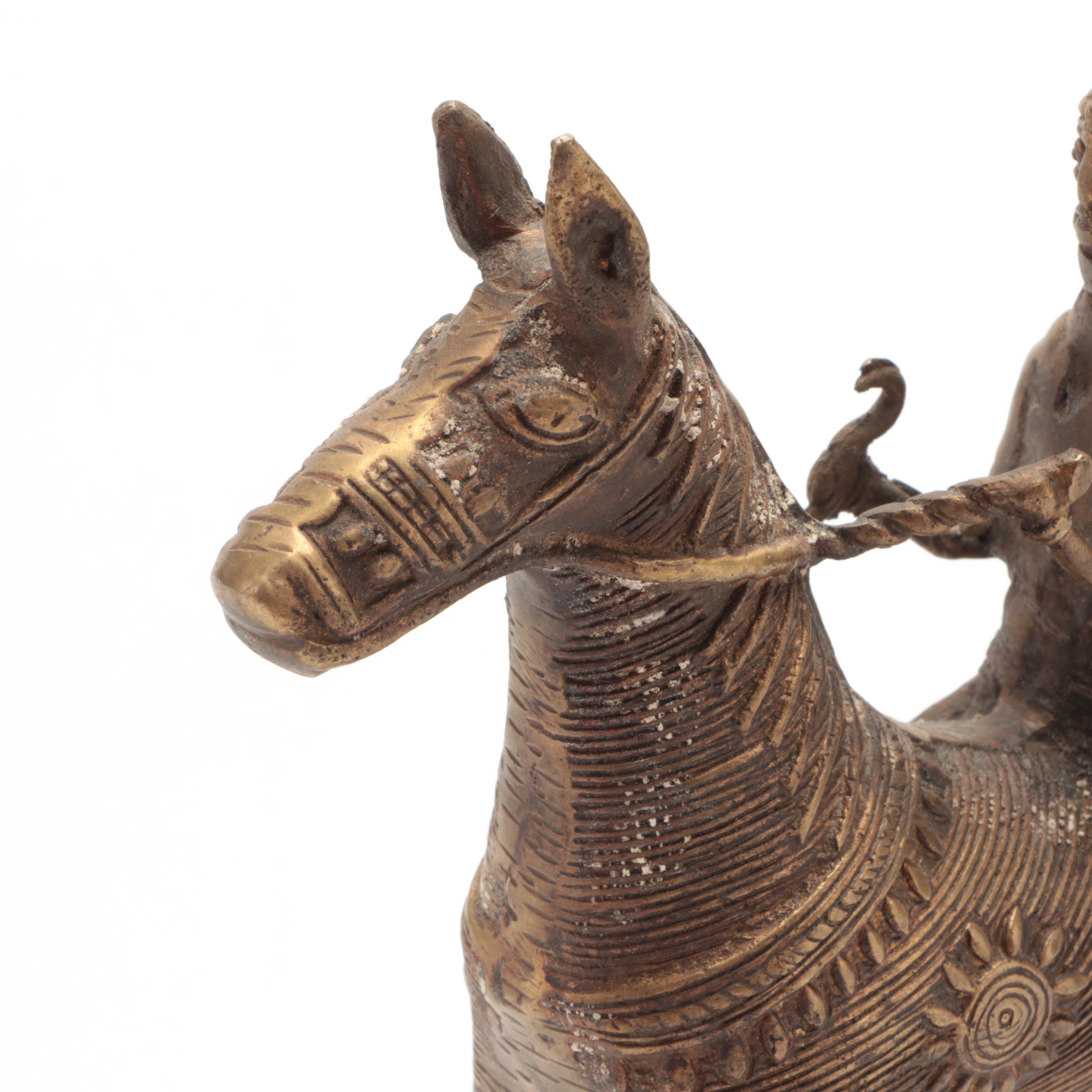 Dhokra Style Horse with Rider Figure