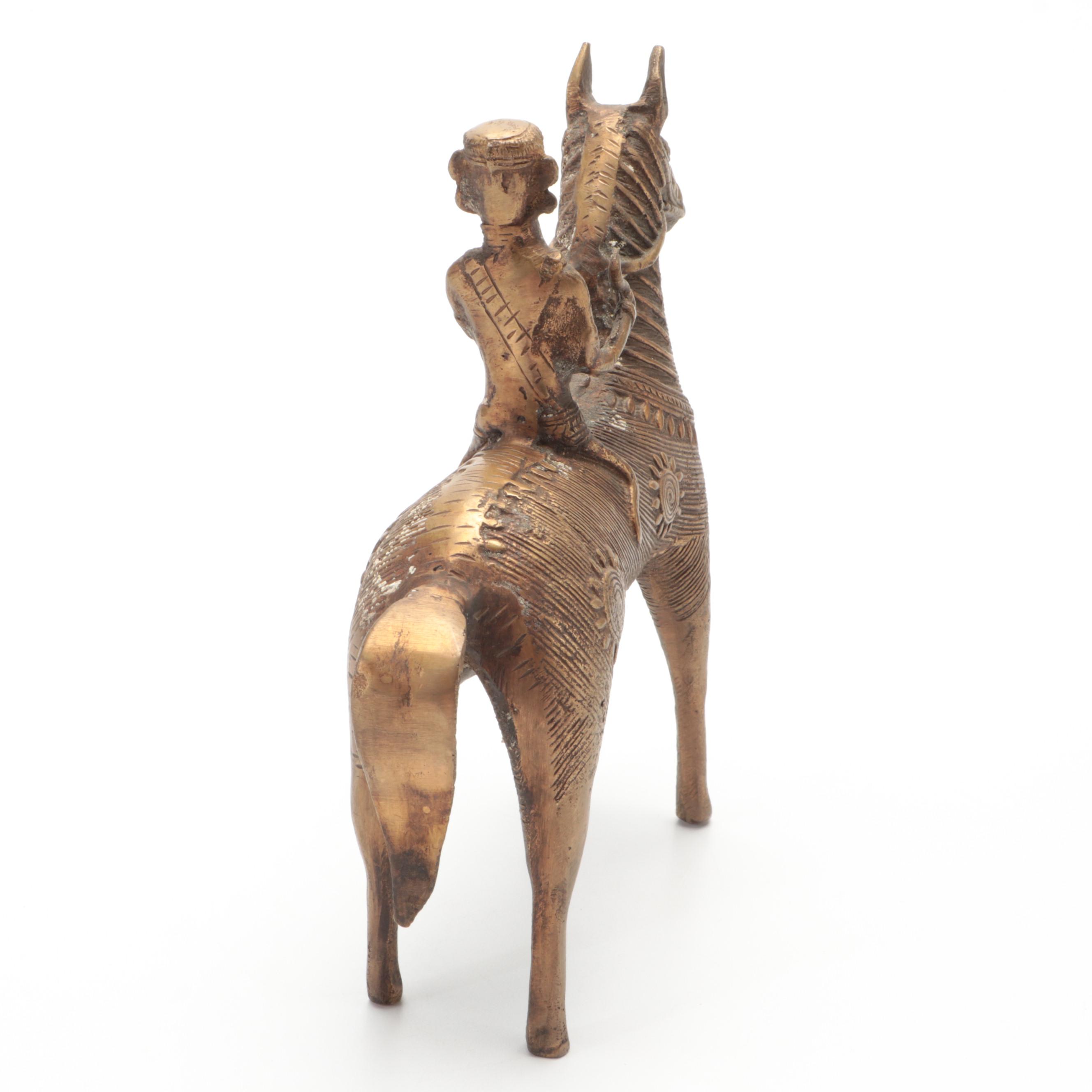 Dhokra Style Horse with Rider Figure