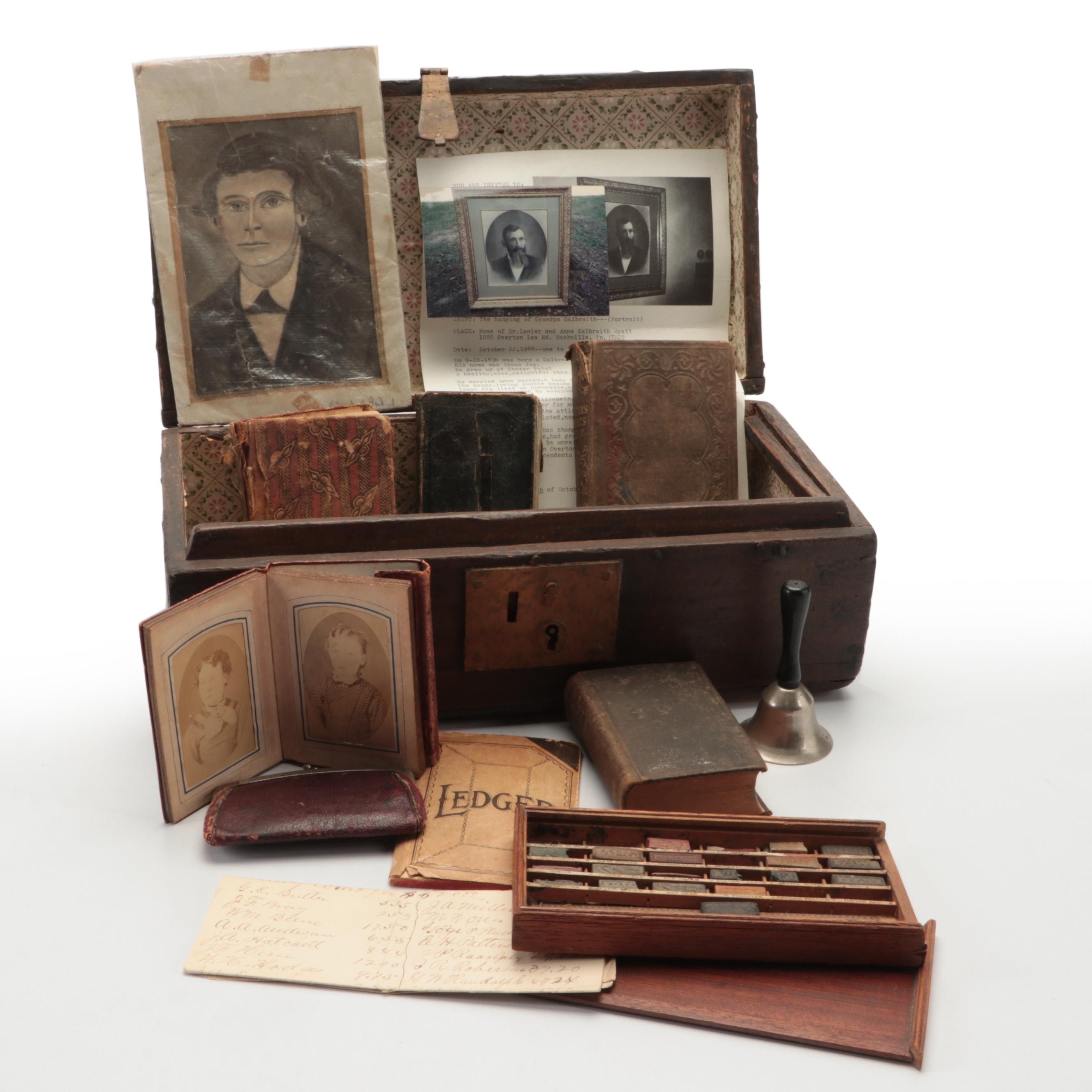 Antique Family Album of Albumen Prints, Watercolor Paint Set, and More