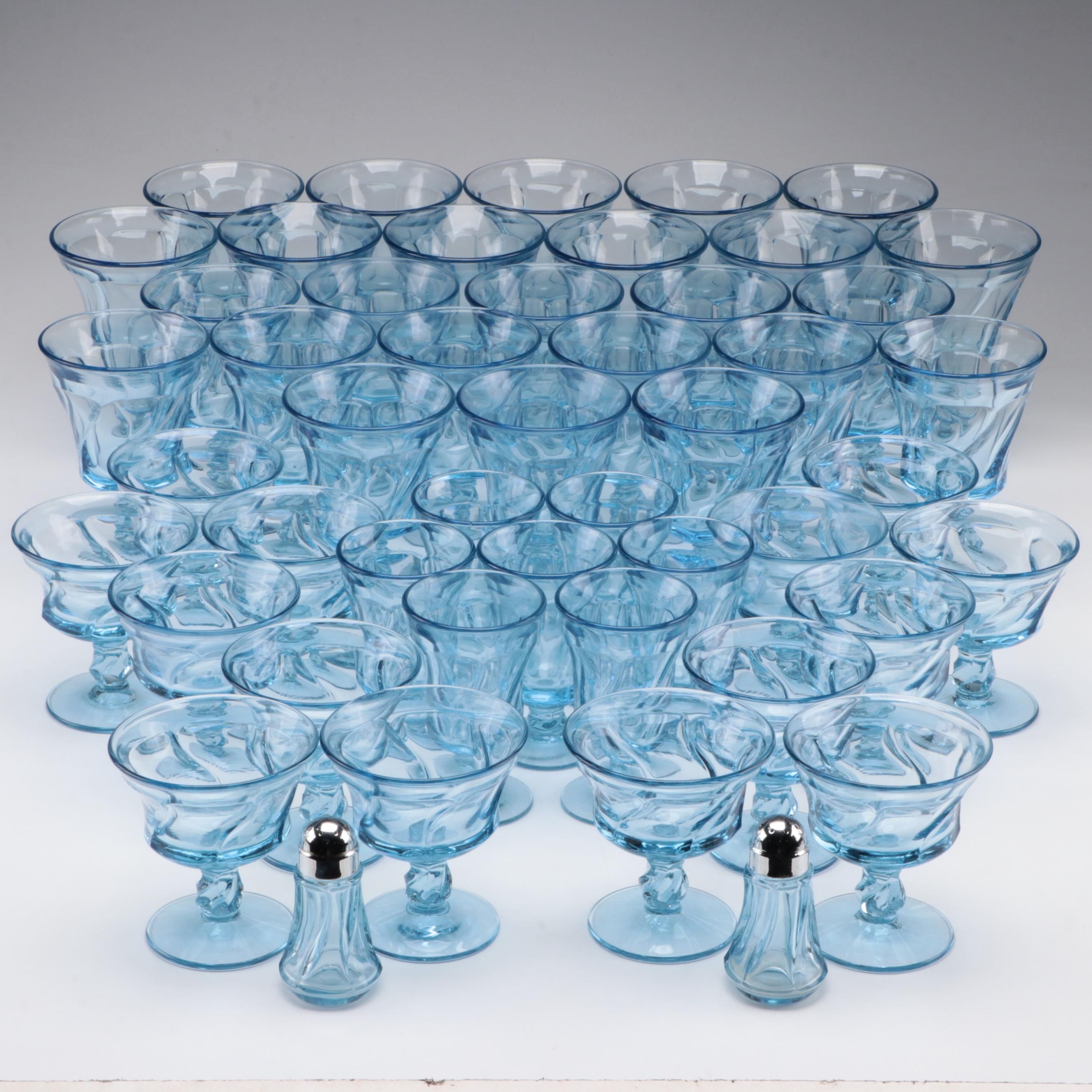 Fostoria "Jamestown Blue" Stemware and Shakers, 1958-1982