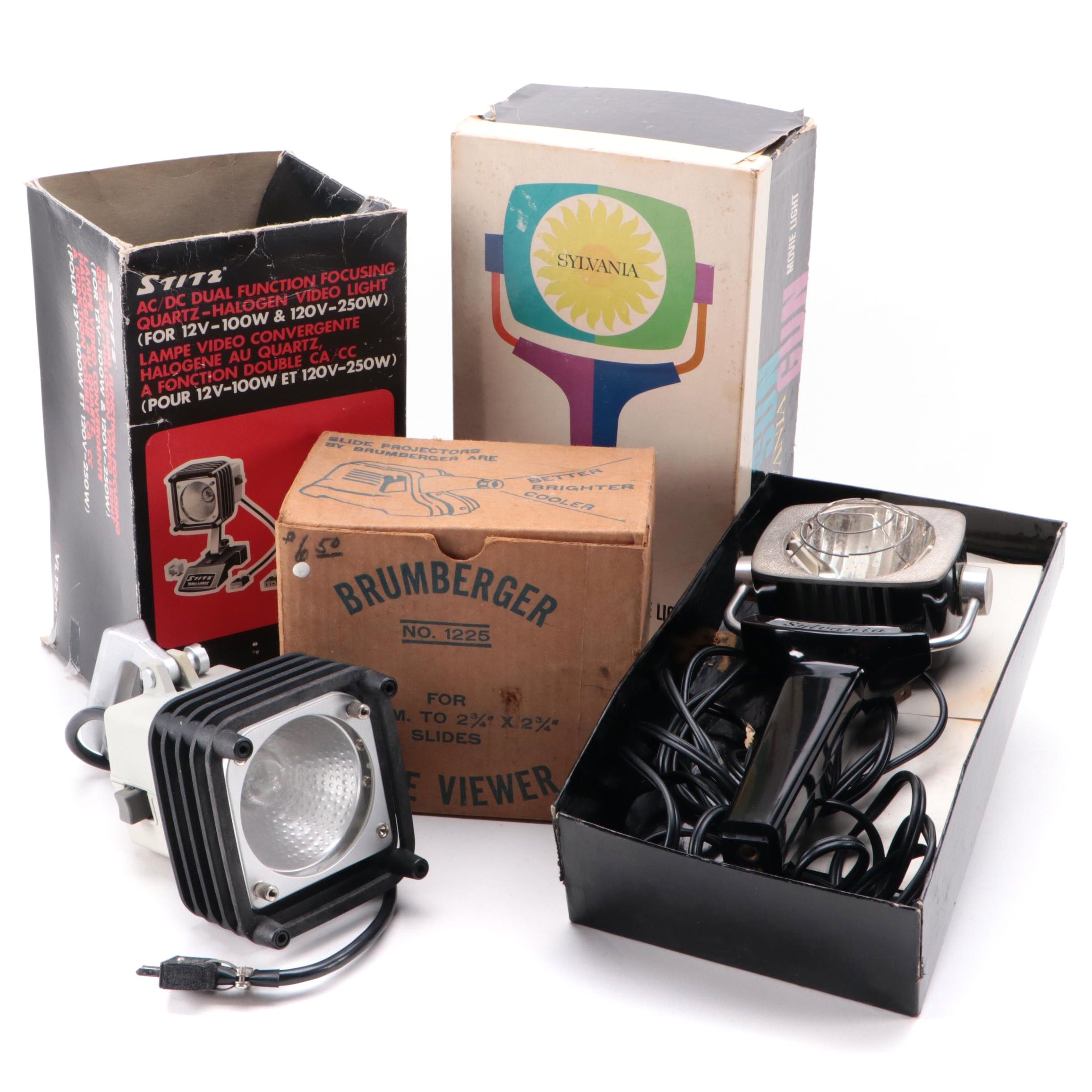 Stitz Movie Light with Sylvania Sun Gun and Brumberger Slide Viewer