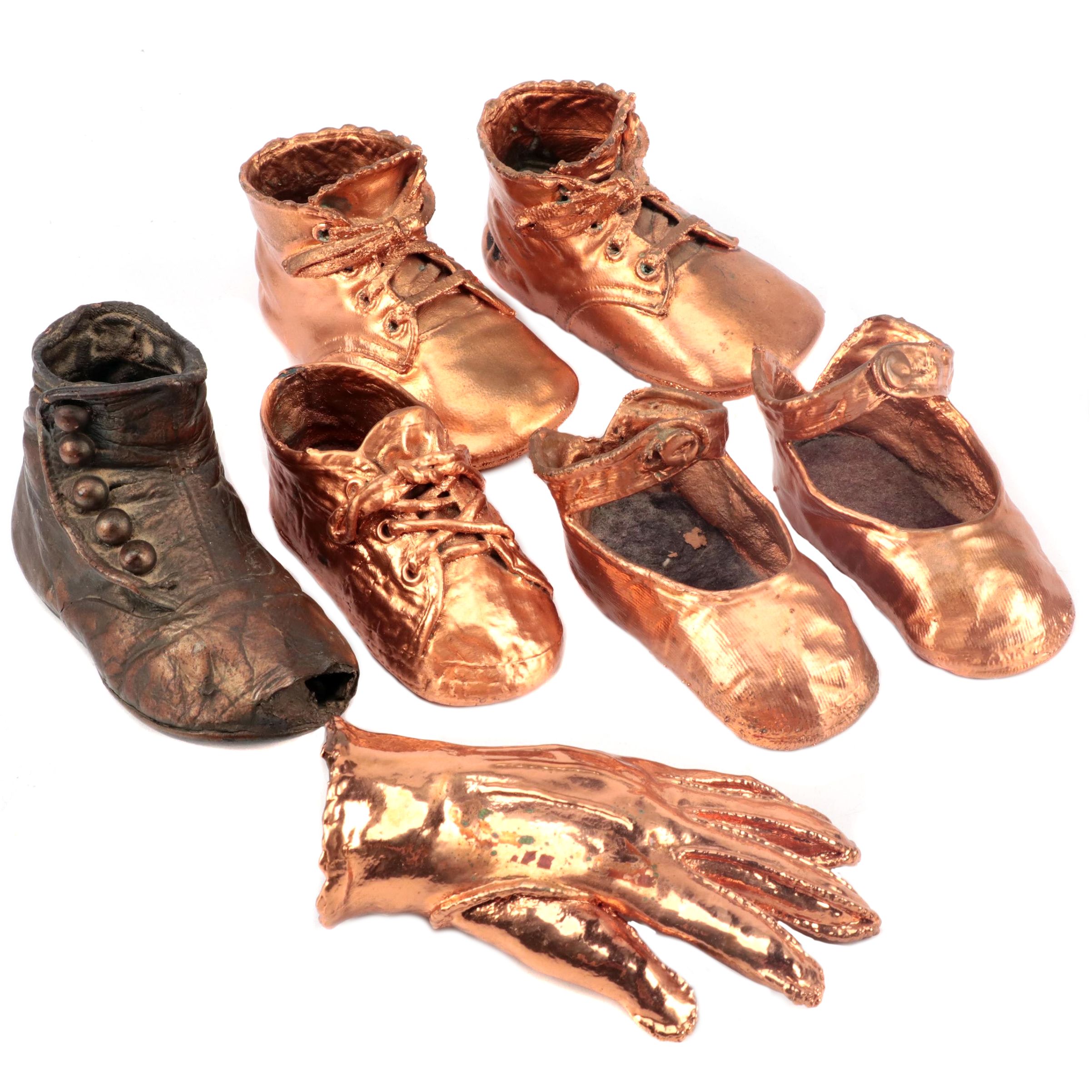 Bronzed Infant Shoes and Glove Collection