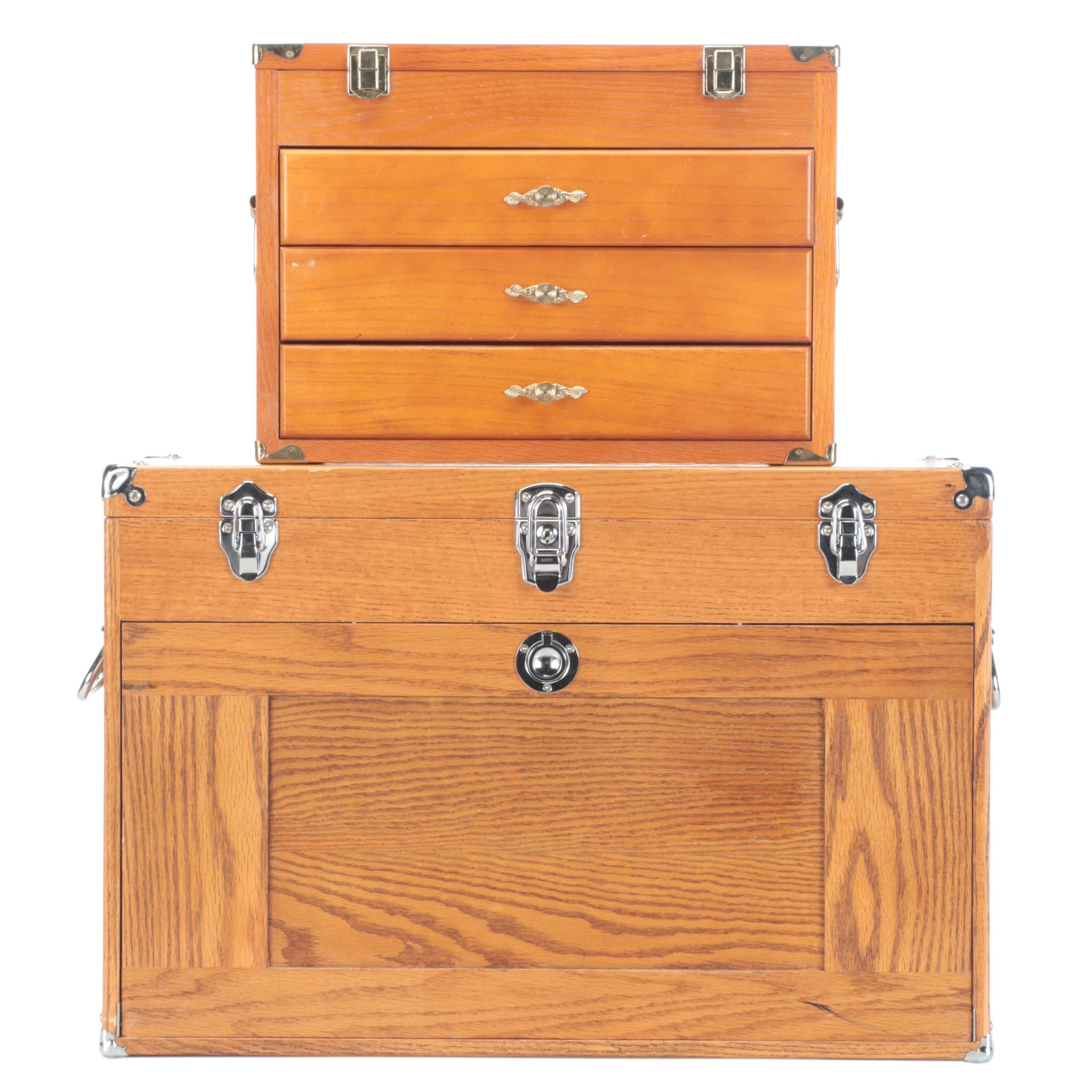 Oak Wood Machinists Tool Chest and Other Tool Box