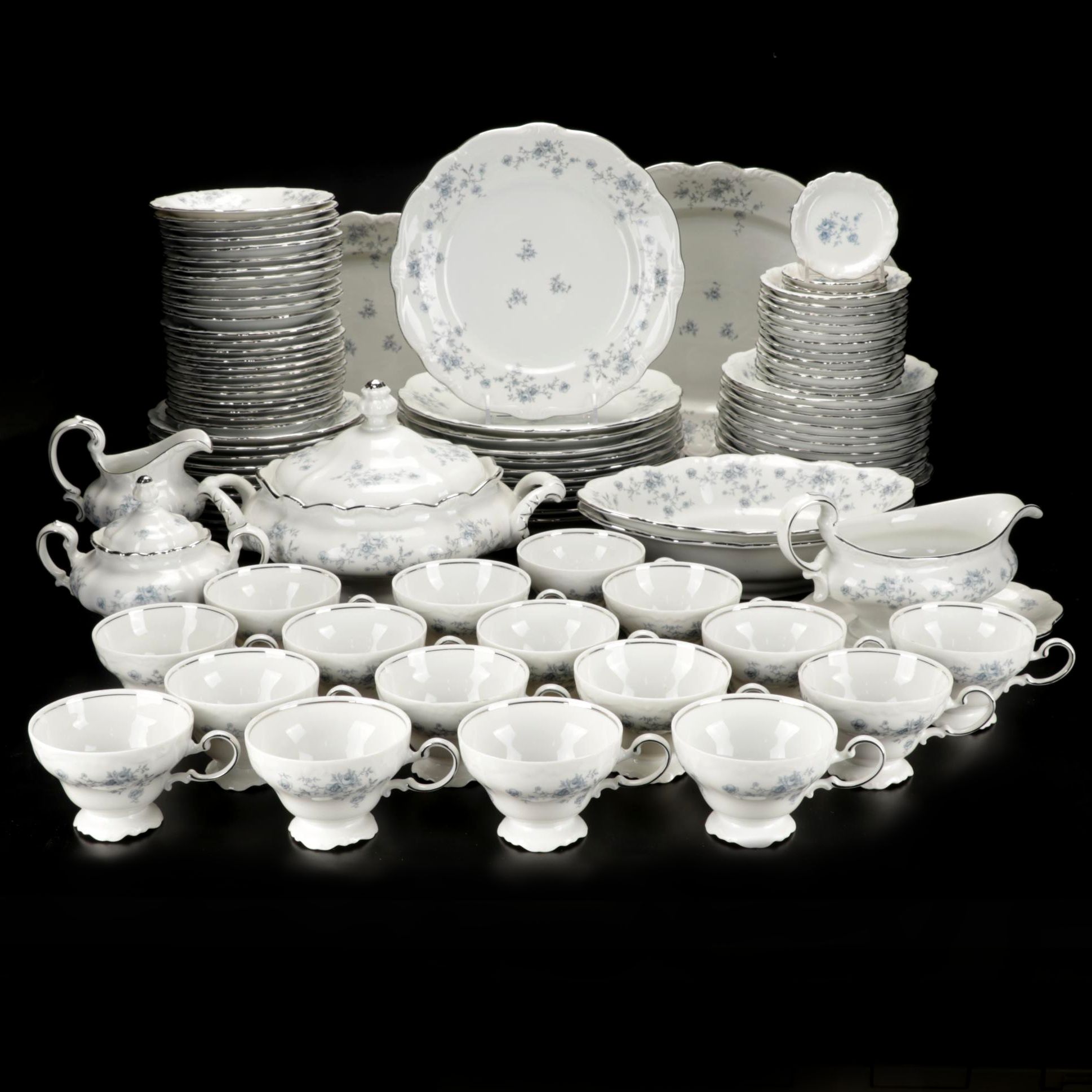 Johann Haviland Bavaria Germany 99-Piece Blue Garland China Set