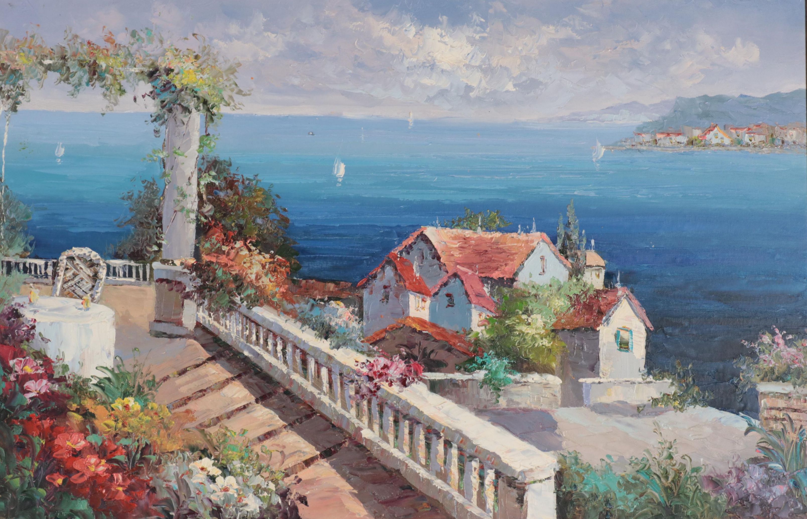 Mediterranean Seascape Oil Painting, 21st Century