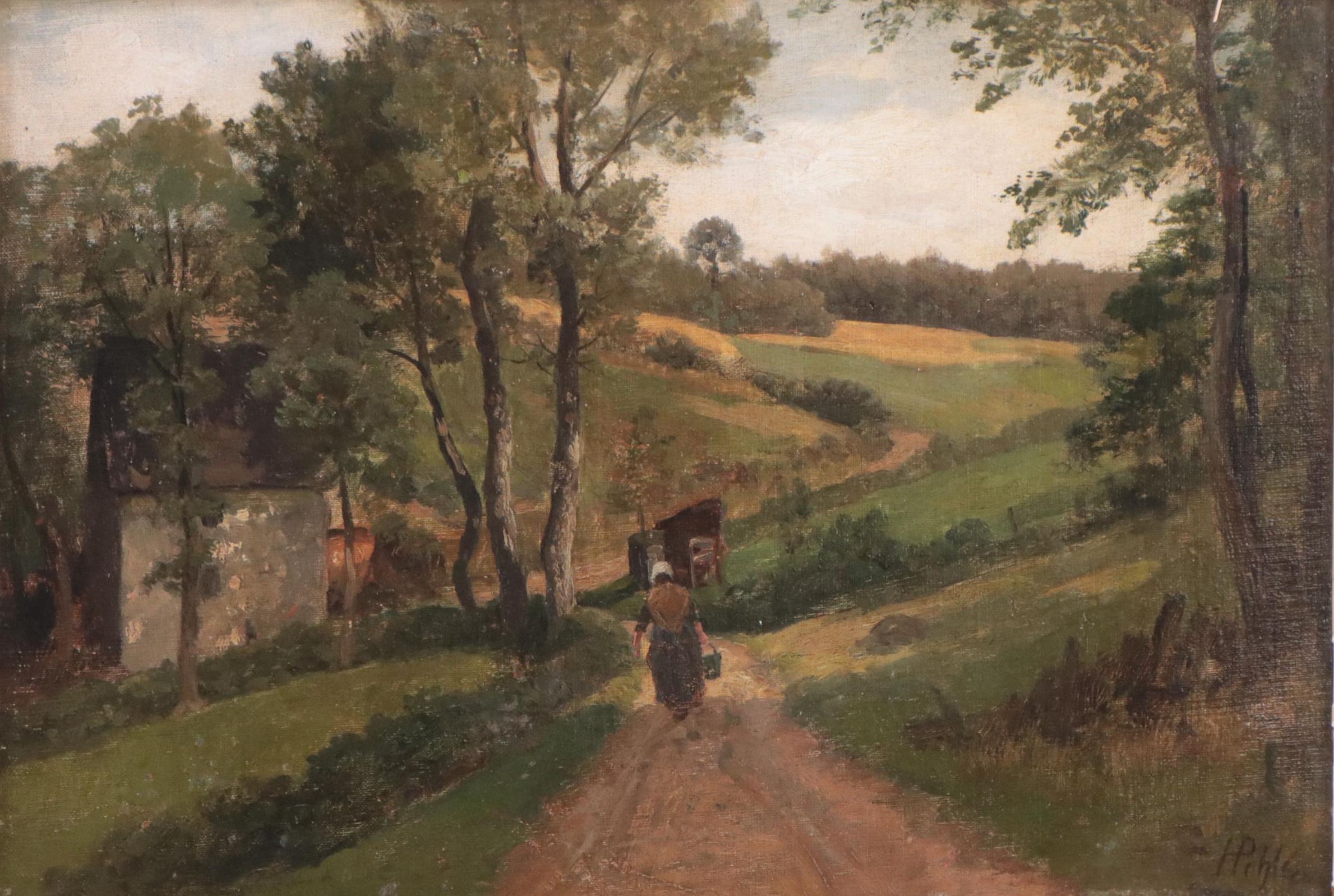 Hermann Pohle Oil Painting of a European School Forest Landscape