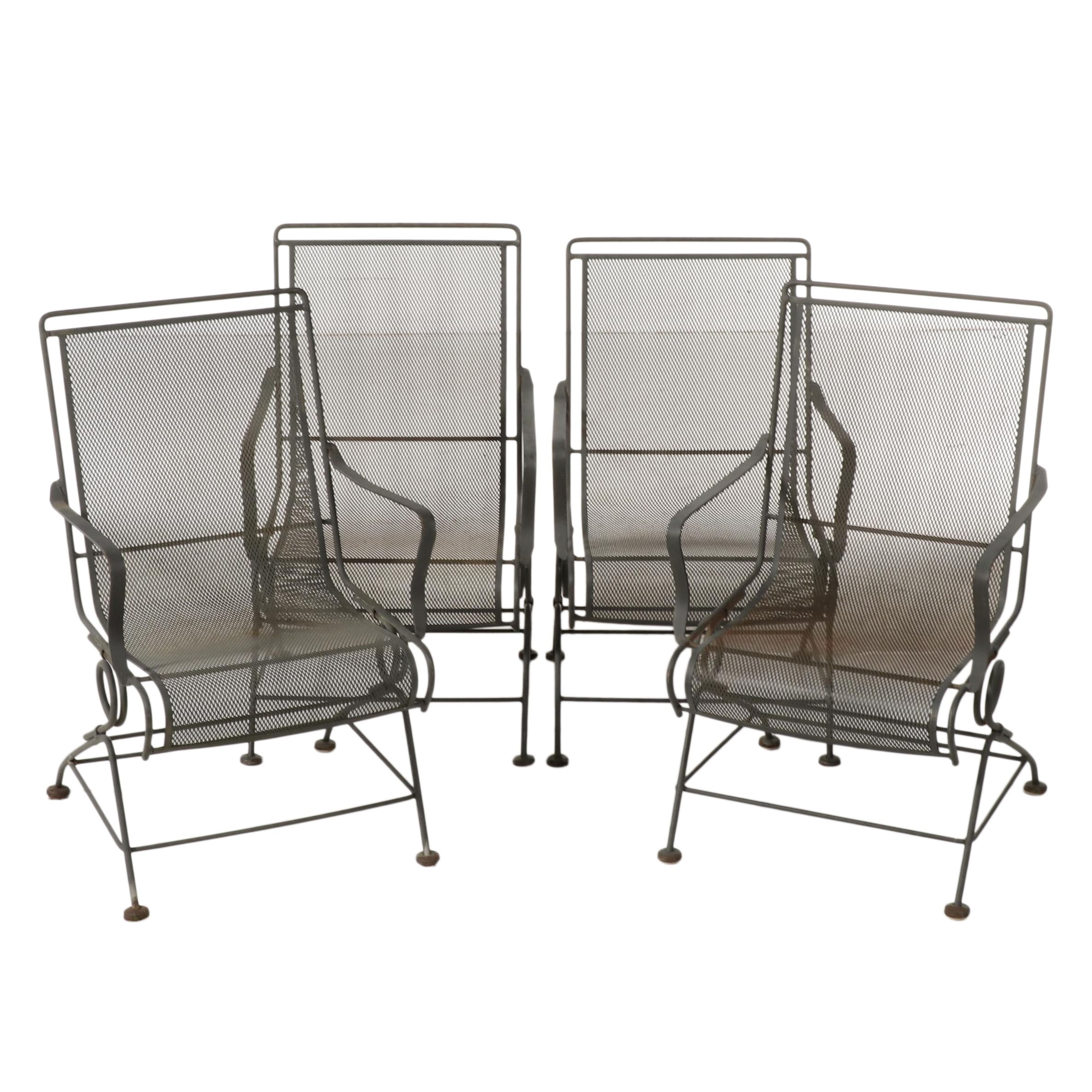 Four Woodard Wrought Iron Rocking Patio Chairs, Mid to Late 20th Century