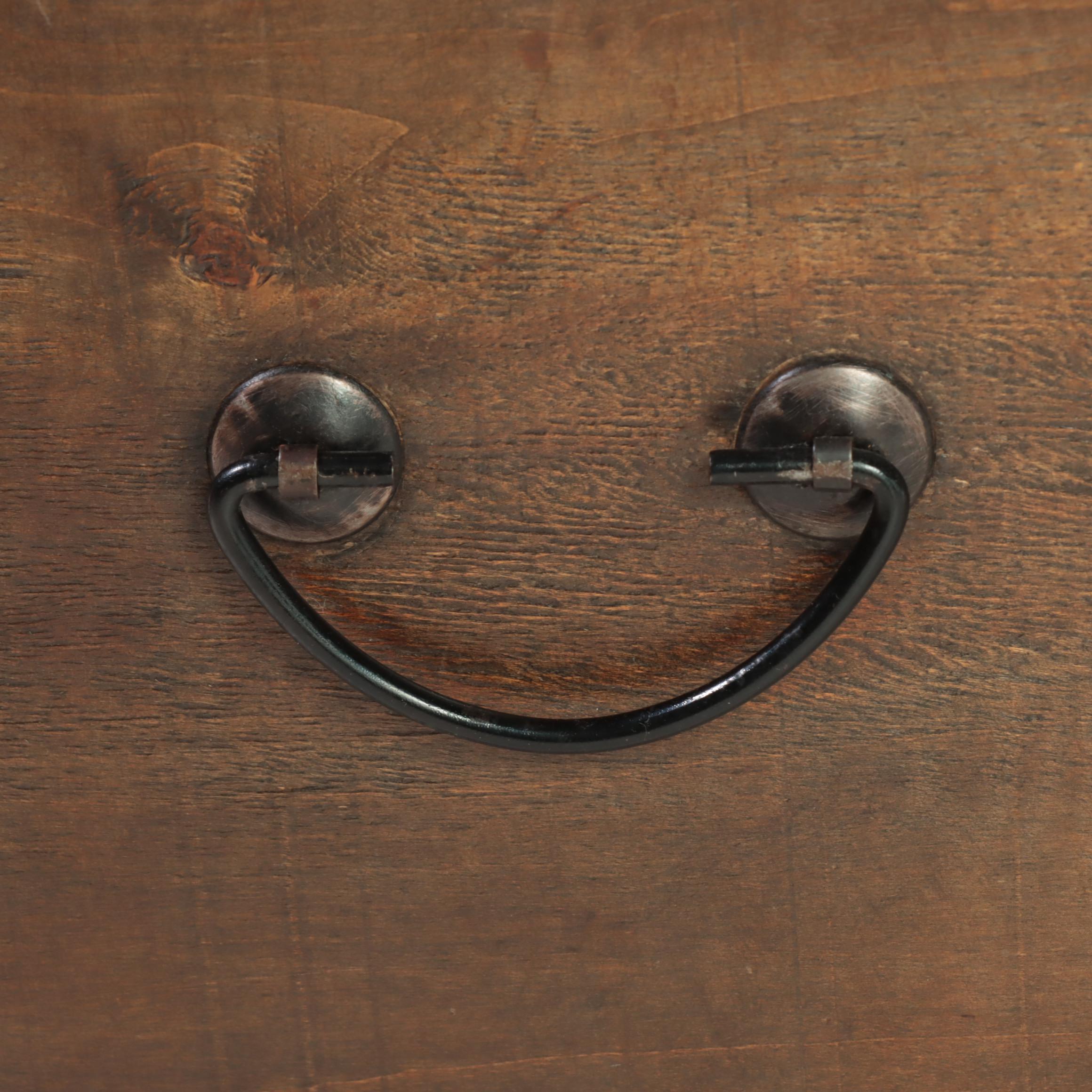 Chinese Style Metal-Mounted and Laminated Wood Lift-Lid Chest