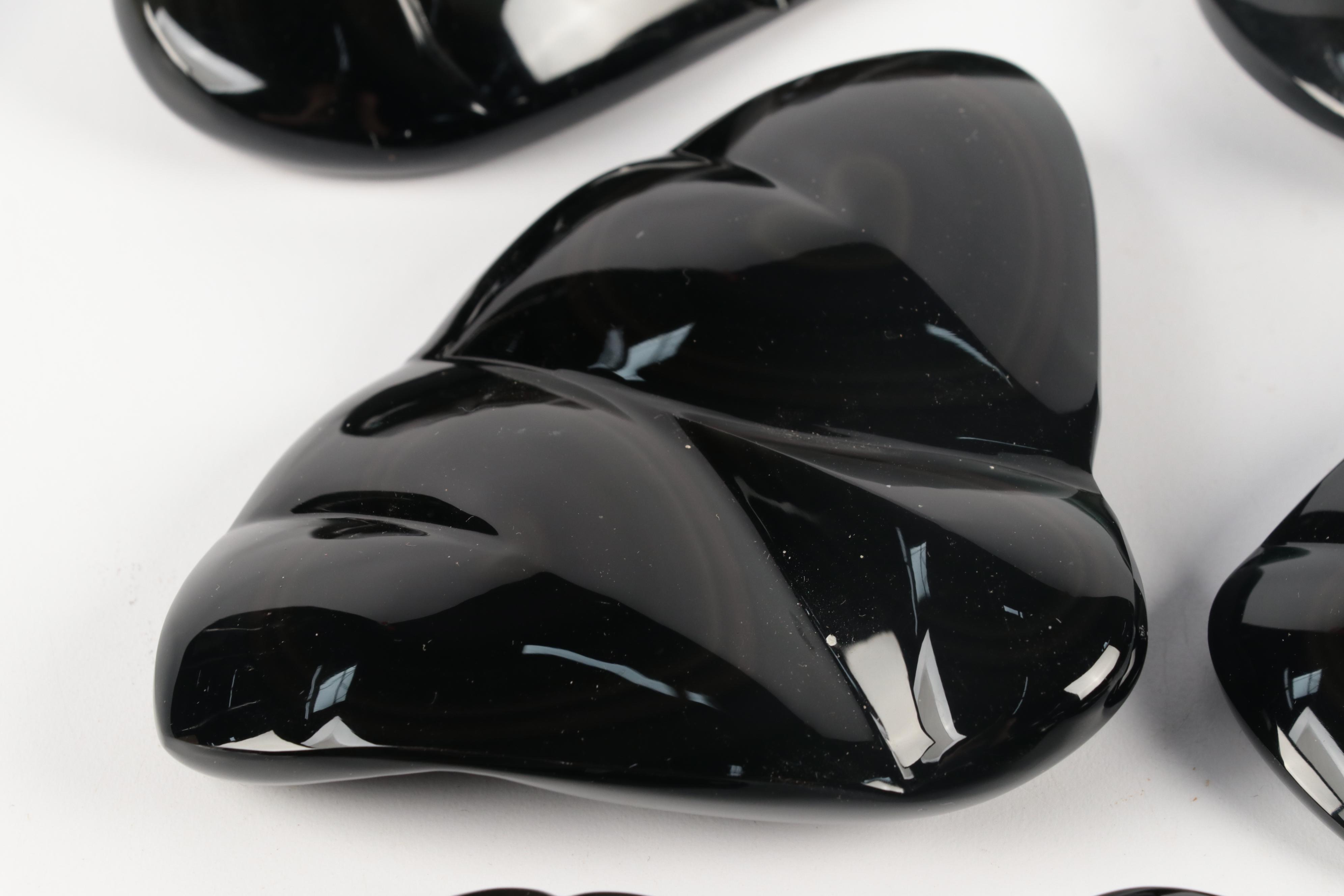 Polished Hand-Carved Rainbow Obsidian Specimens