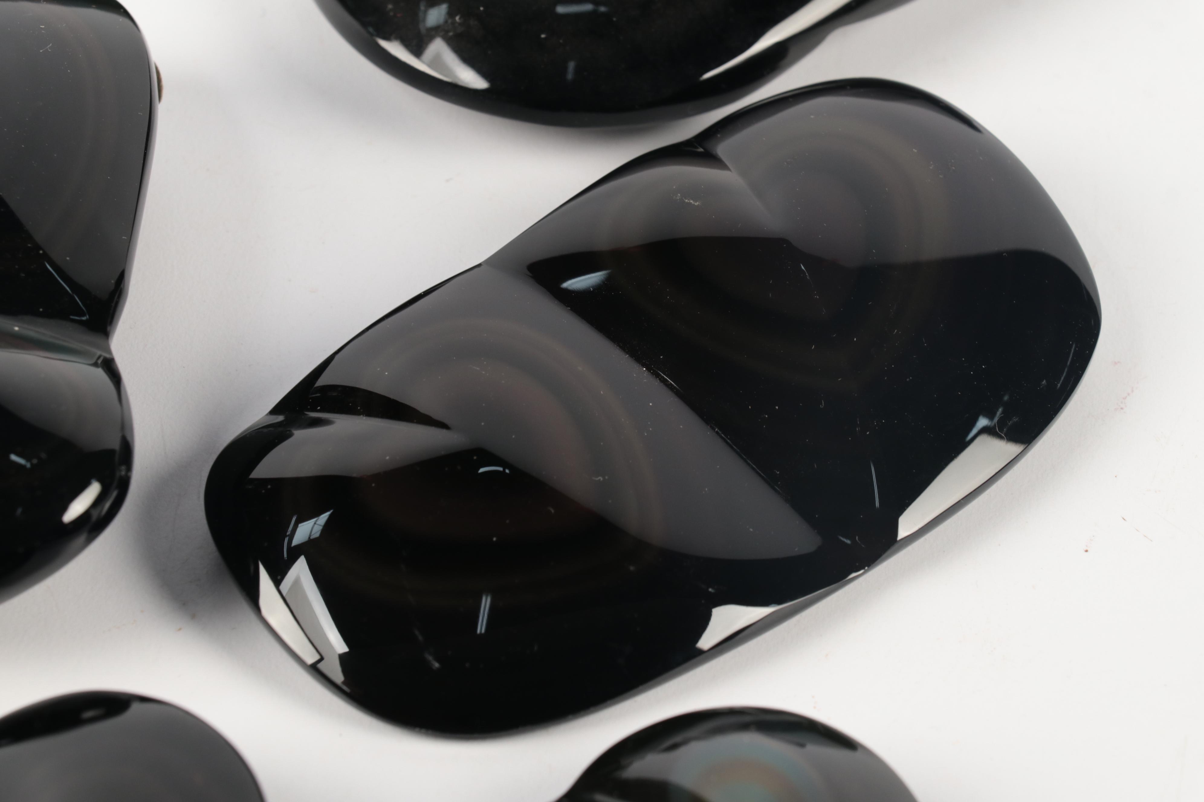 Polished Hand-Carved Rainbow Obsidian Specimens