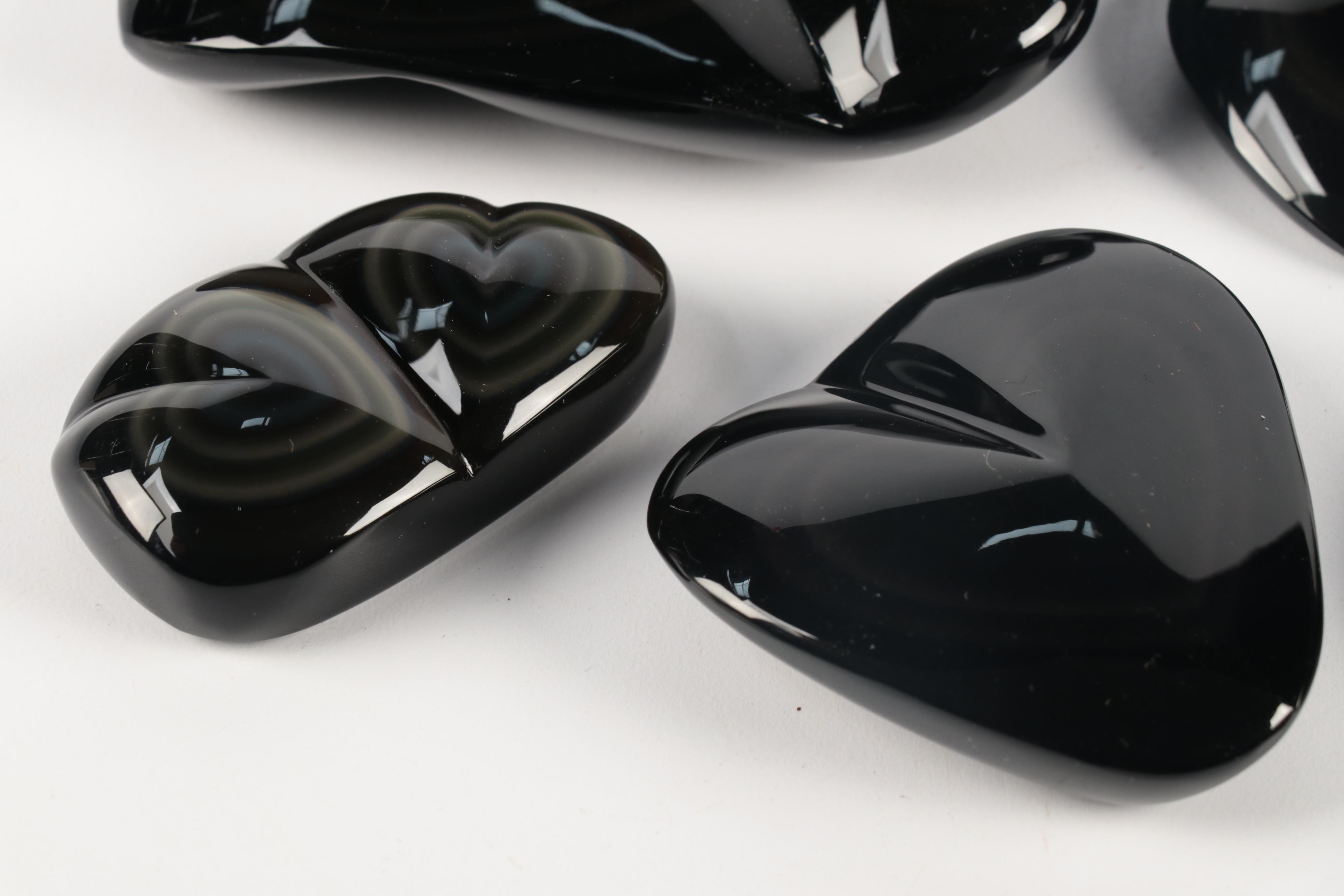 Polished Hand-Carved Rainbow Obsidian Specimens