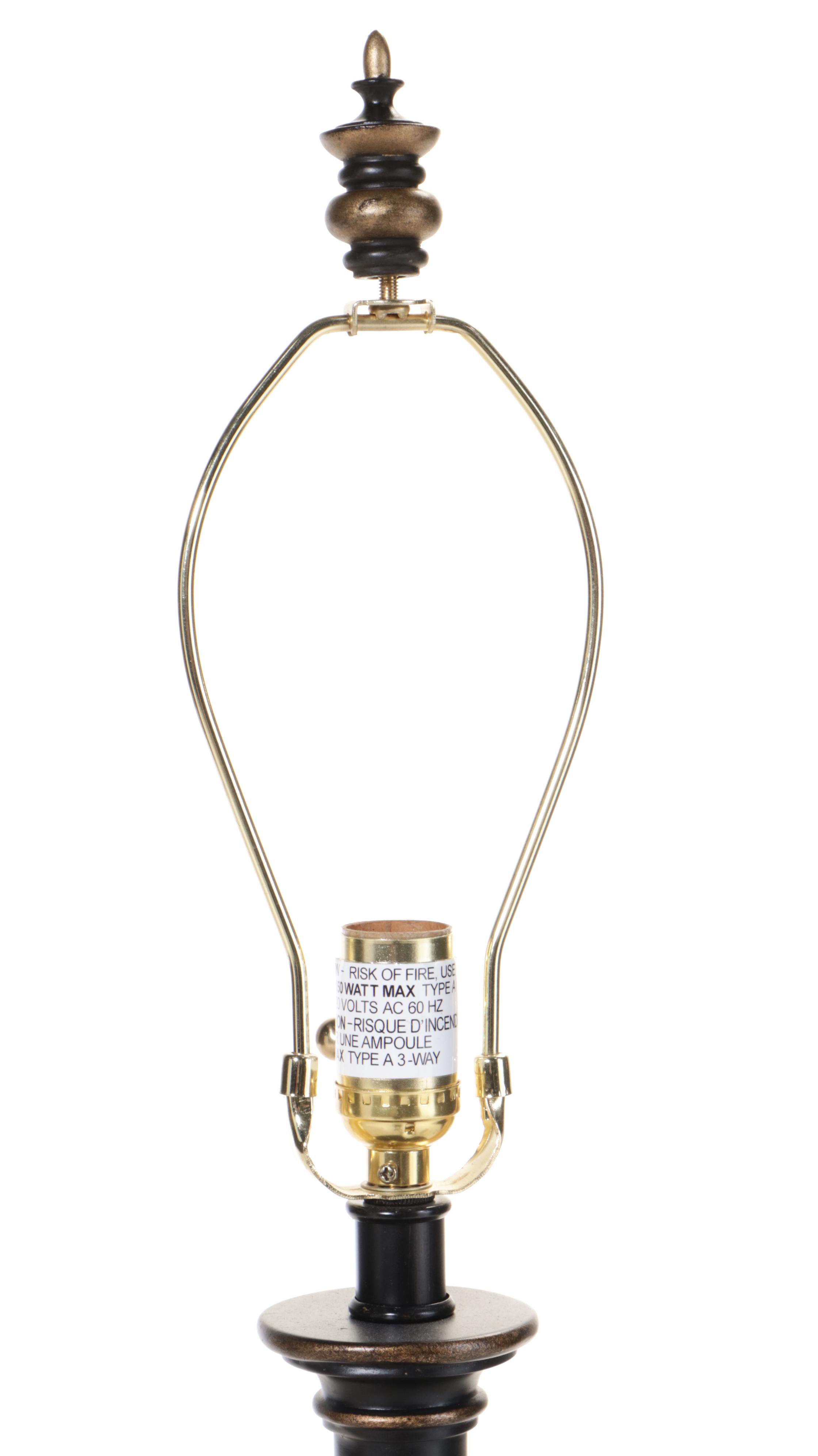 Patinated and Parcel-Gilt Metal Floor Lamp with Integrated Side Table