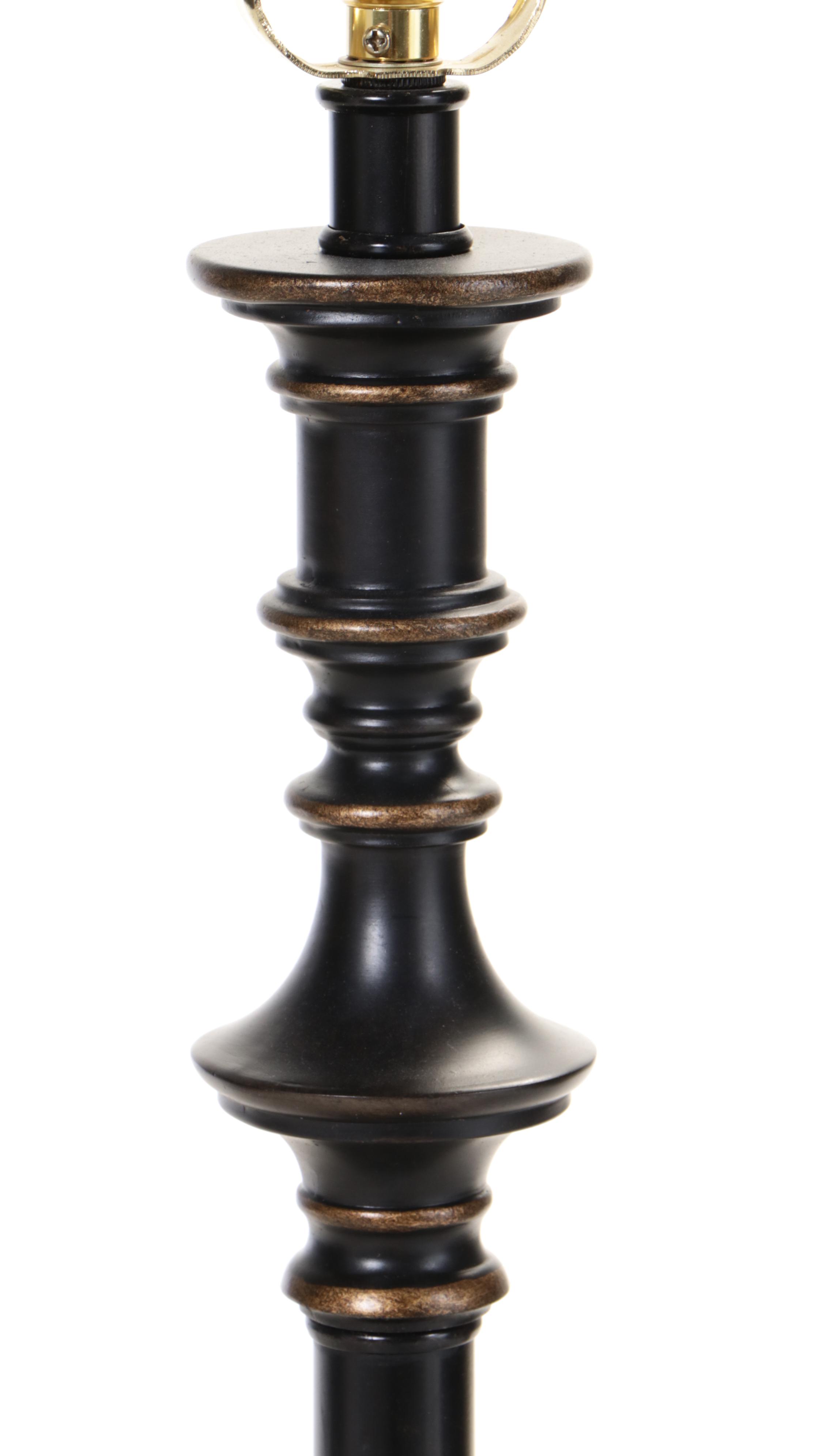 Patinated and Parcel-Gilt Metal Floor Lamp with Integrated Side Table